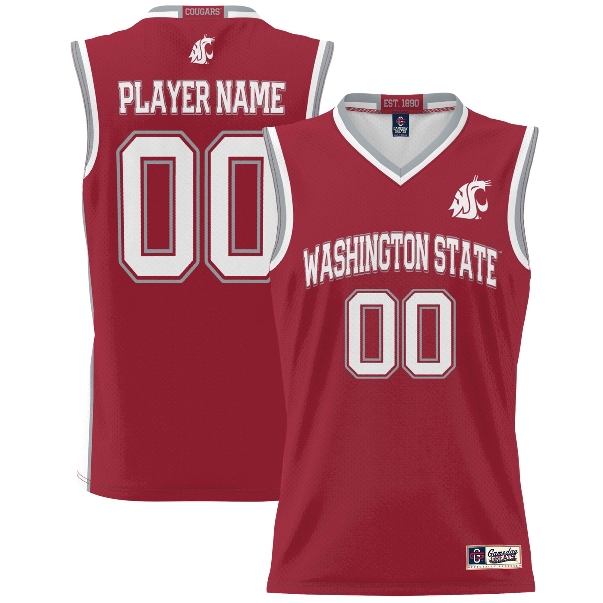 Washington State Cougars Men's Basketball Jersey Crimson - front and back view
