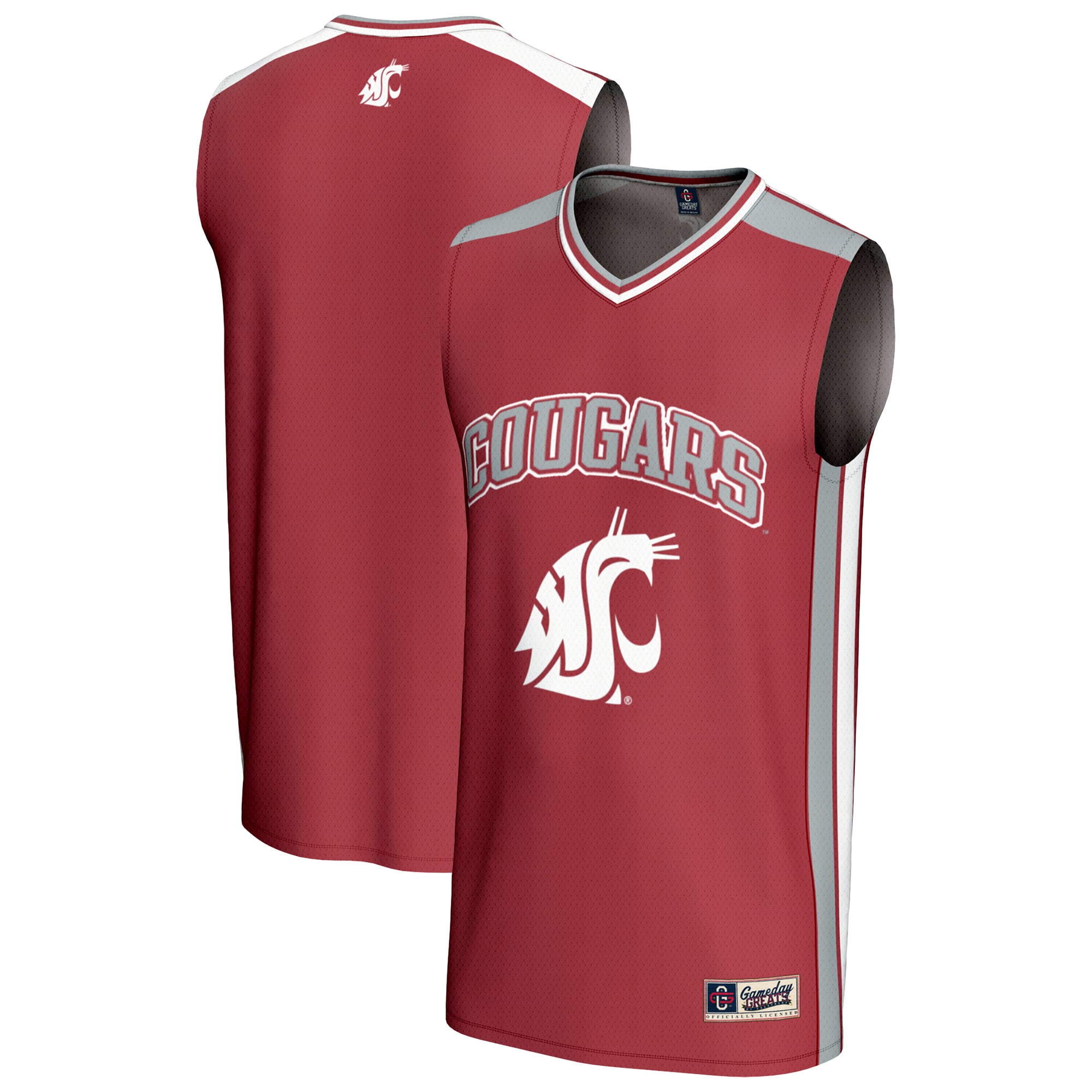 Washington State Cougars Spirit Basketball Jersey Crimson - front and back view