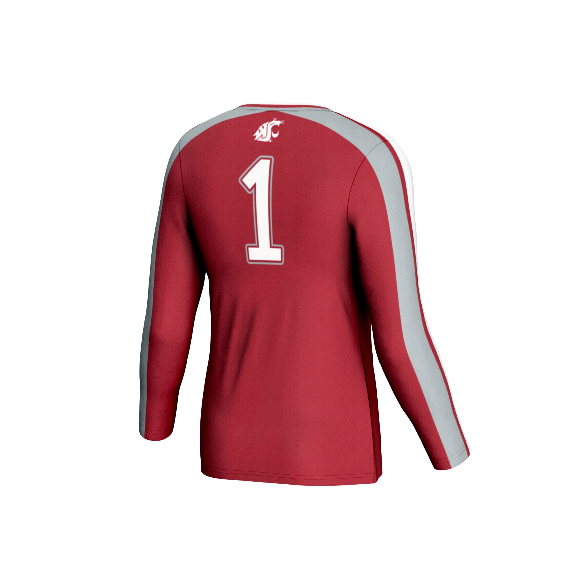 Washington State Cougars Unisex #1 Lightweight Volleyball Fashion Jersey Crimson - back view