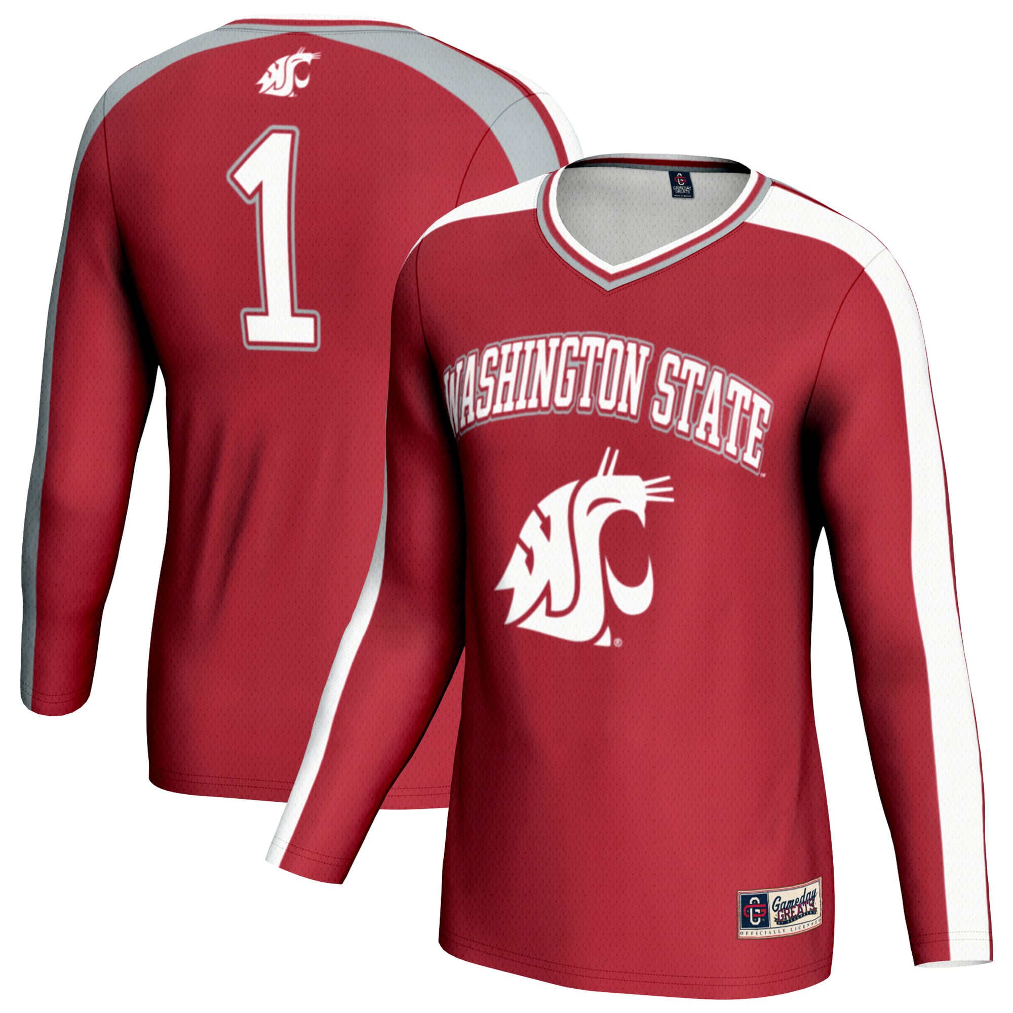 Washington State Cougars Youth #1 Lightweight Volleyball Fashion Jersey - front and back view