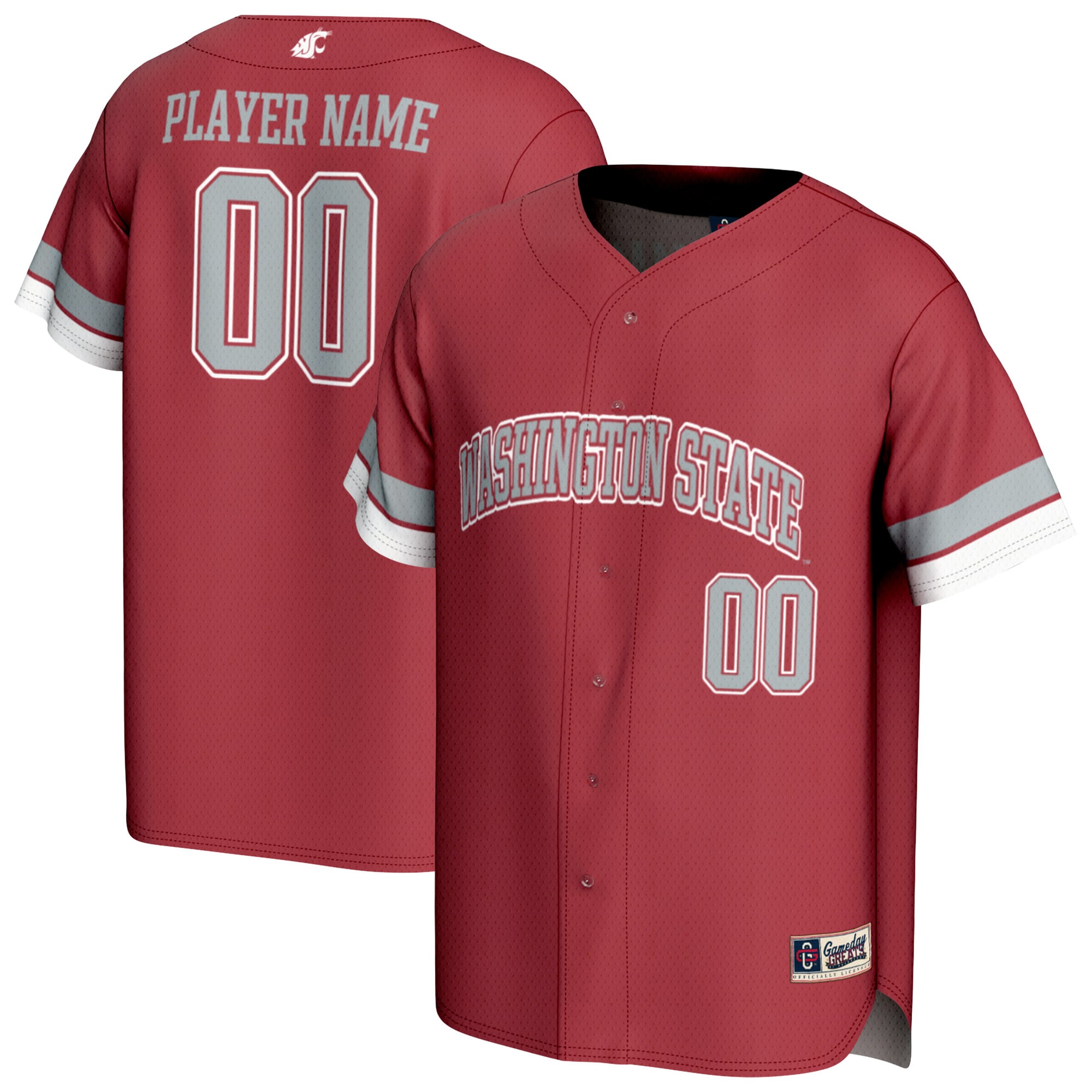 Washington State Cougars Unisex Lightweight Baseball Jersey Crimson - front and back view