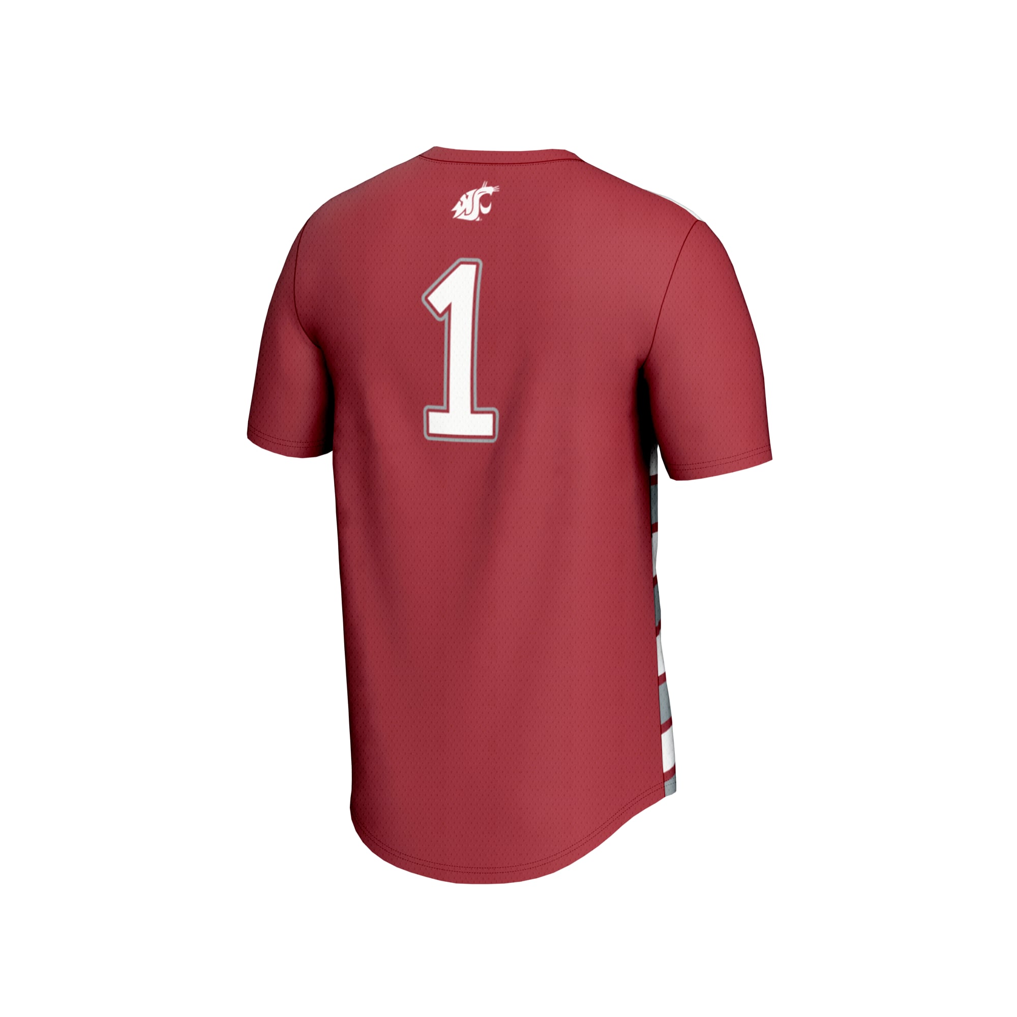 #1 Washington State Cougars Unisex Lightweight Soccer Fashion Jersey Crimson - back view