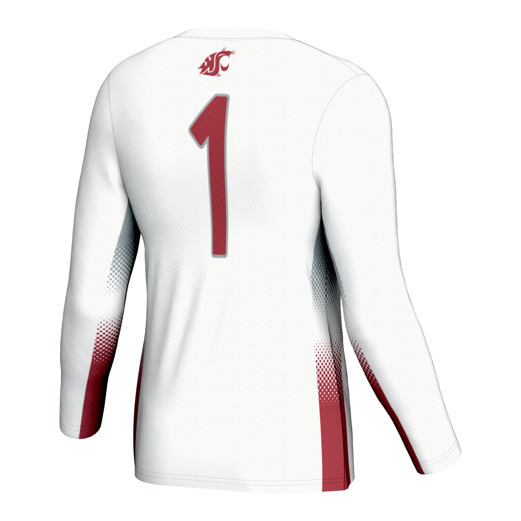 #1 Washington State Cougars Unisex Lightweight Volleyball Jersey White - back view