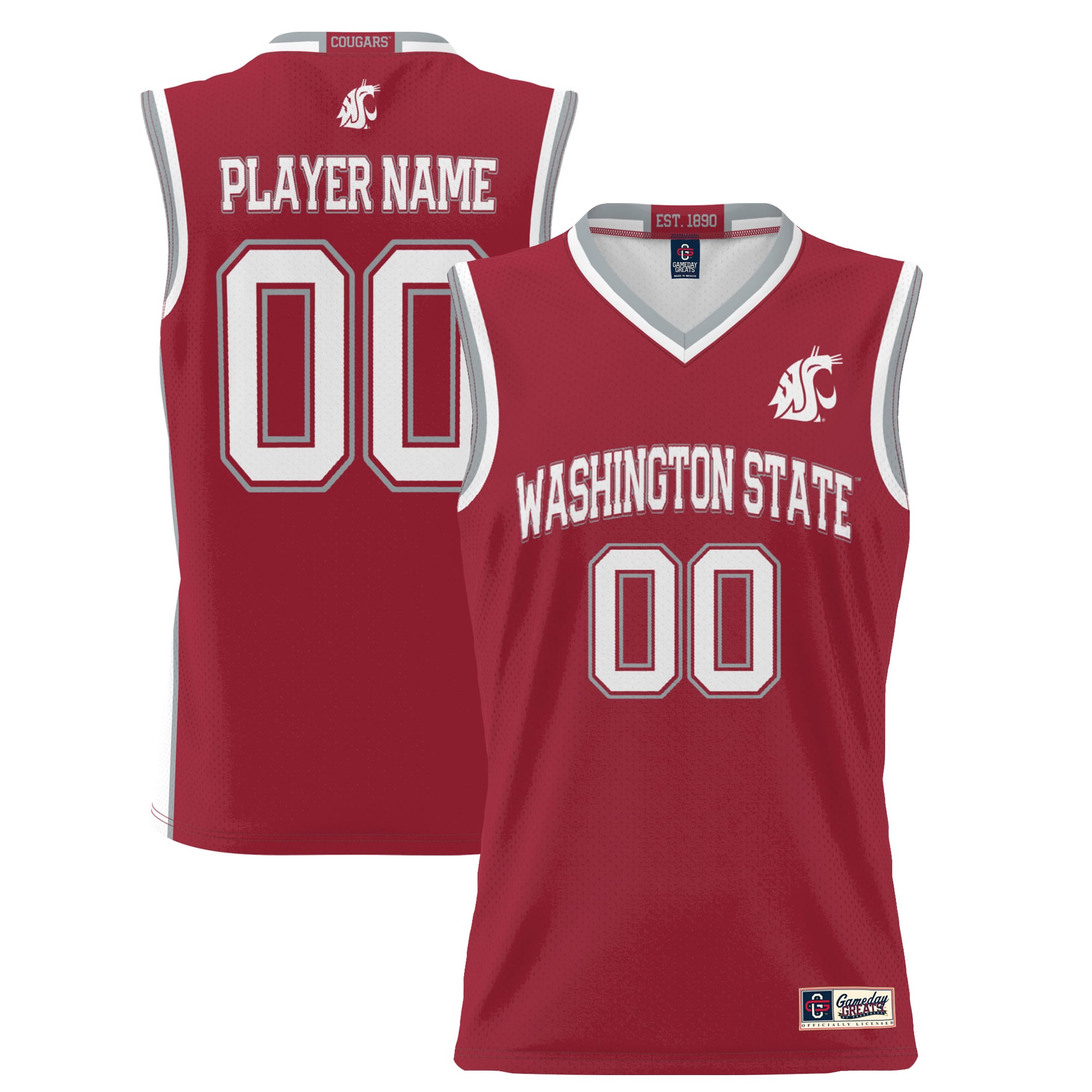 Washington State Cougars Unisex Lightweight Women's Basketball Jersey Crimson - front and back view