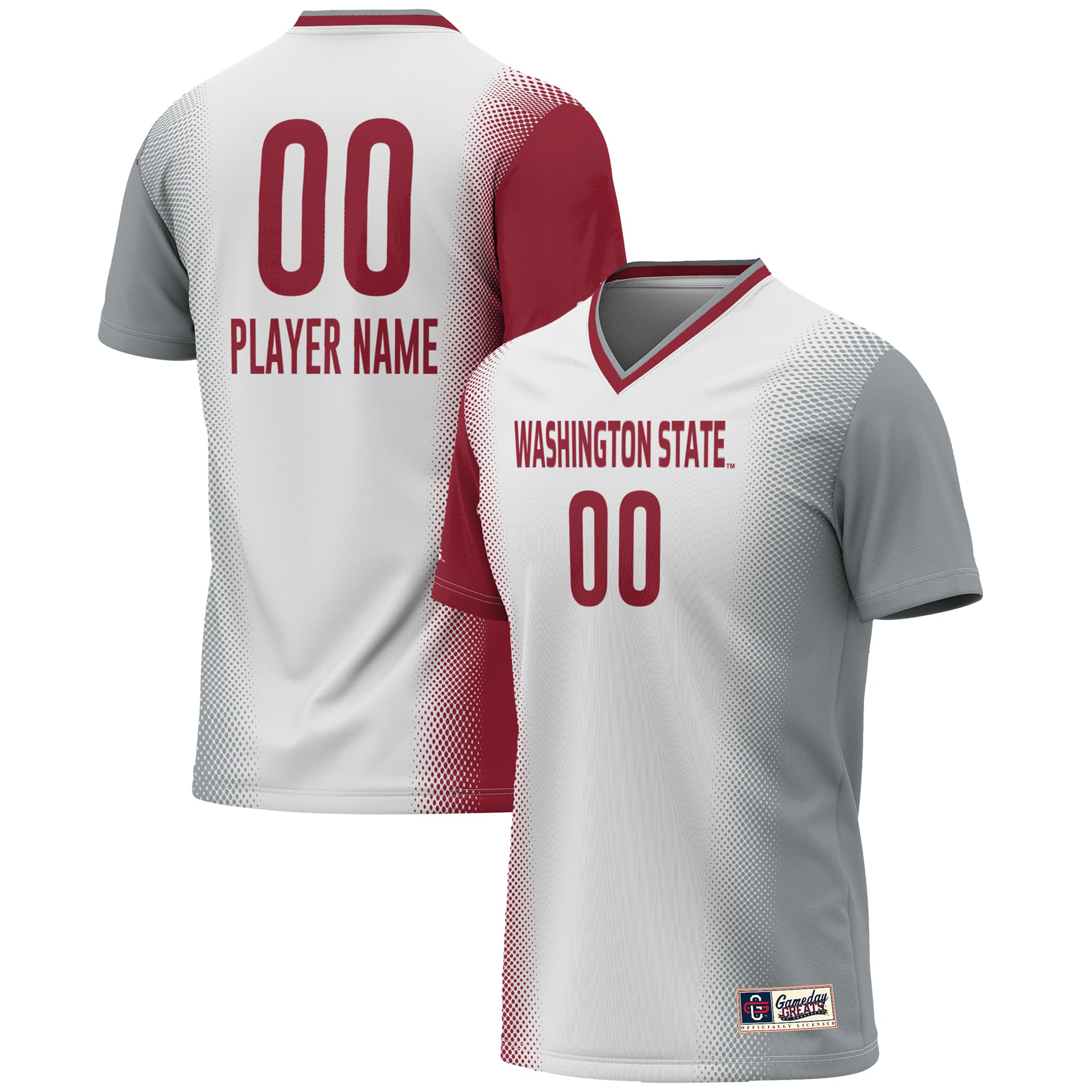 Washington State Cougars Youth Lightweight Women's Soccer Jersey White - front and back view