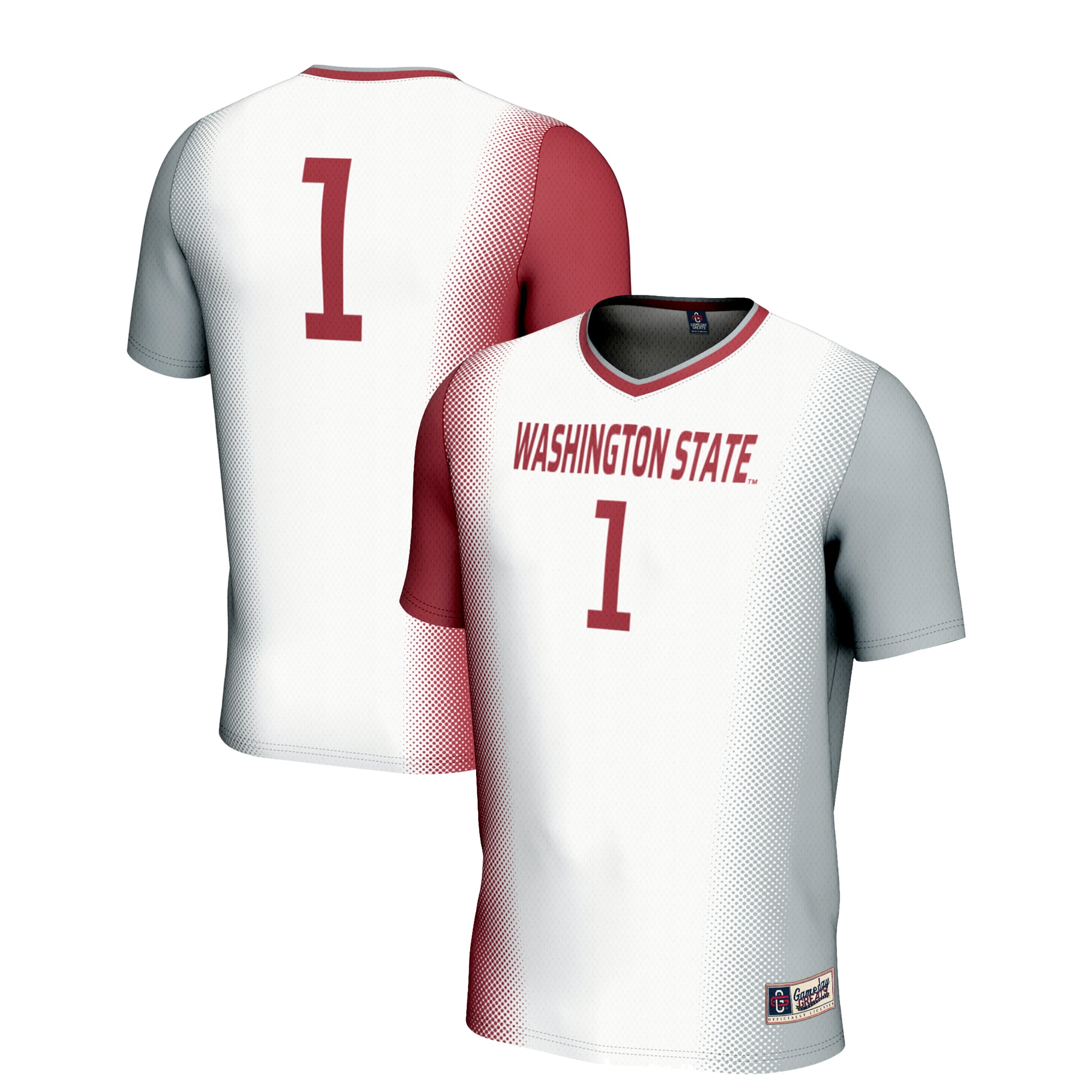 #1 Washington State Cougars Unisex Lightweight Women's Soccer Jersey White - front and back view