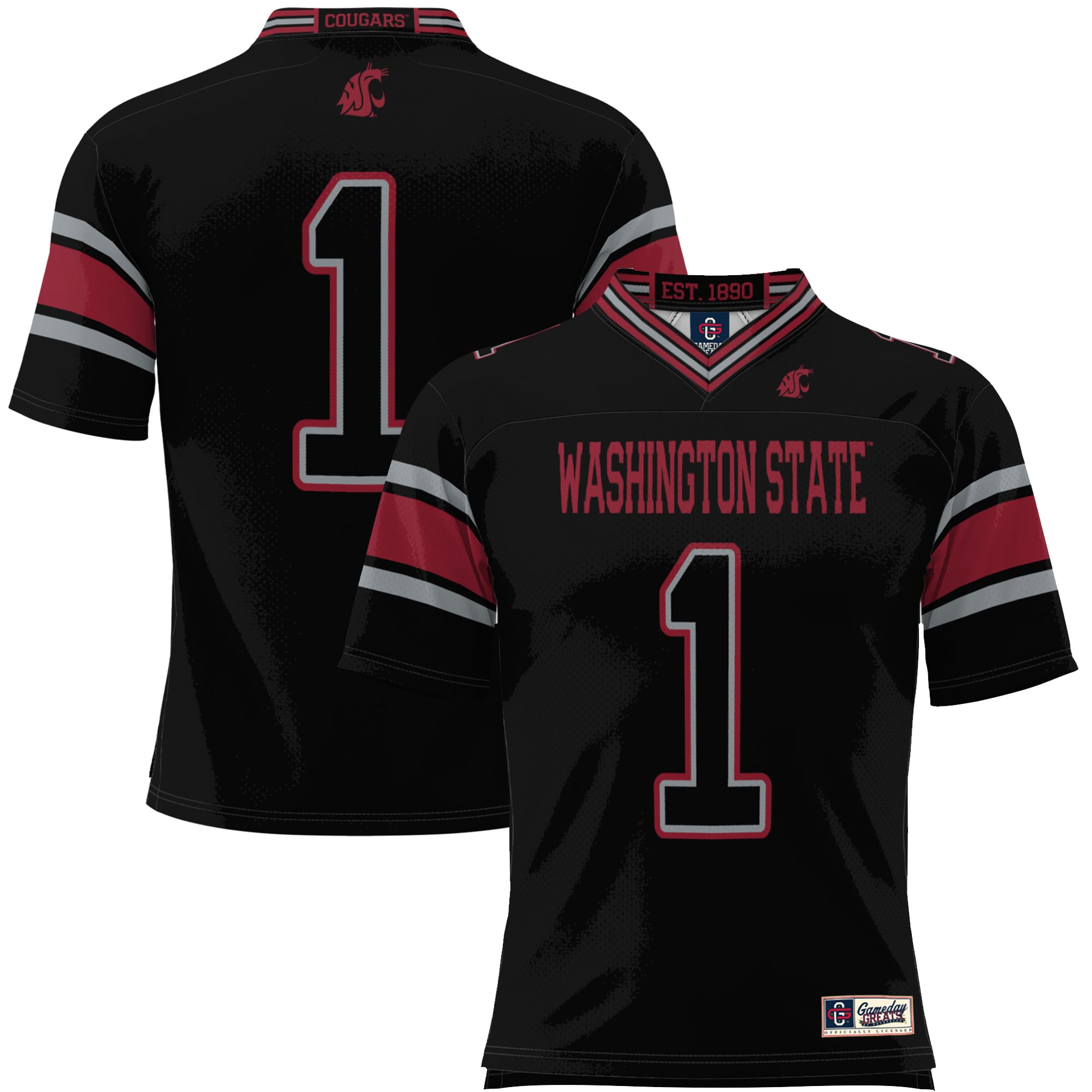 #1 Washington State Cougars Youth Endzone Football Jersey Black - front view