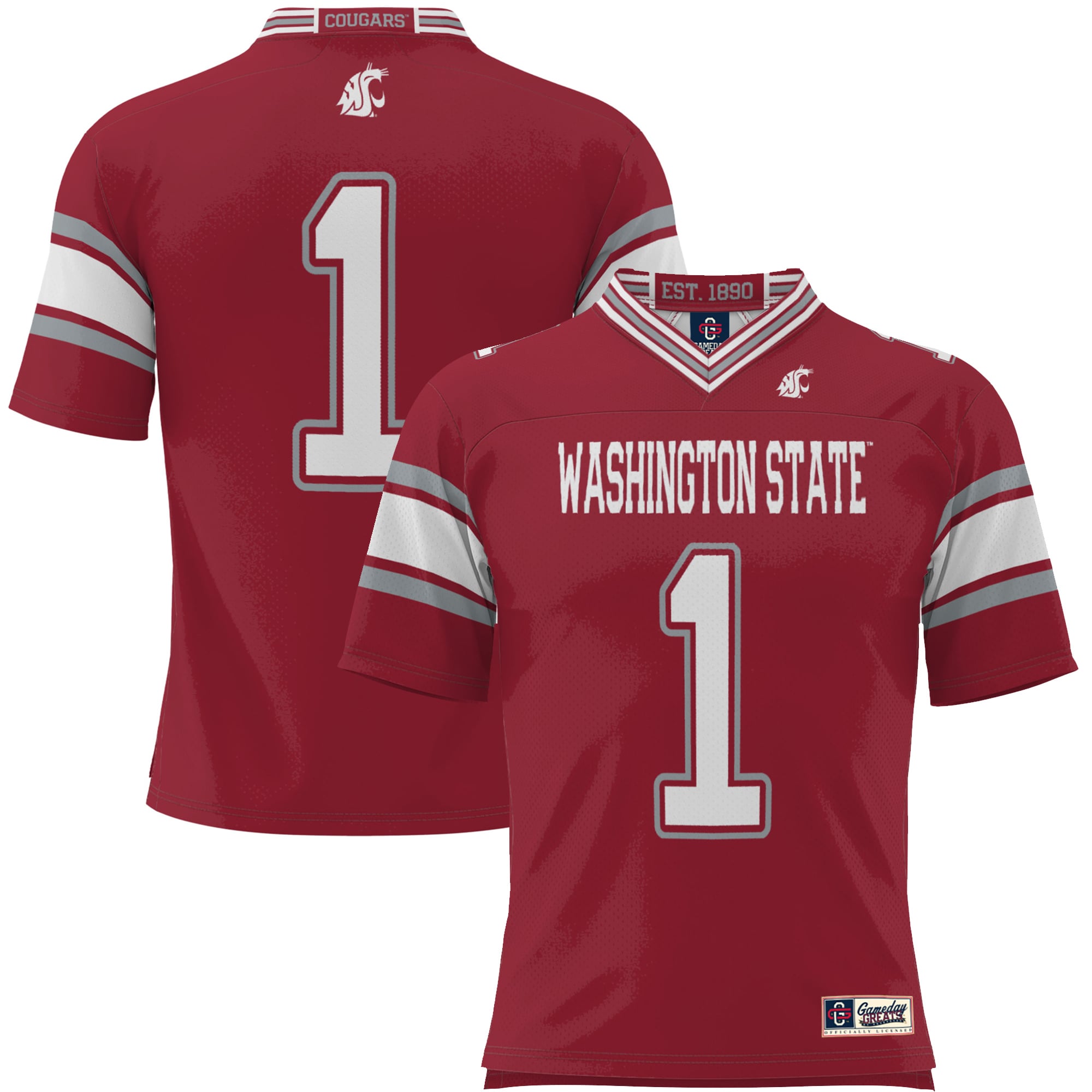 #1 Washington State Cougars Youth Endzone Football Jersey Crimson - front view
