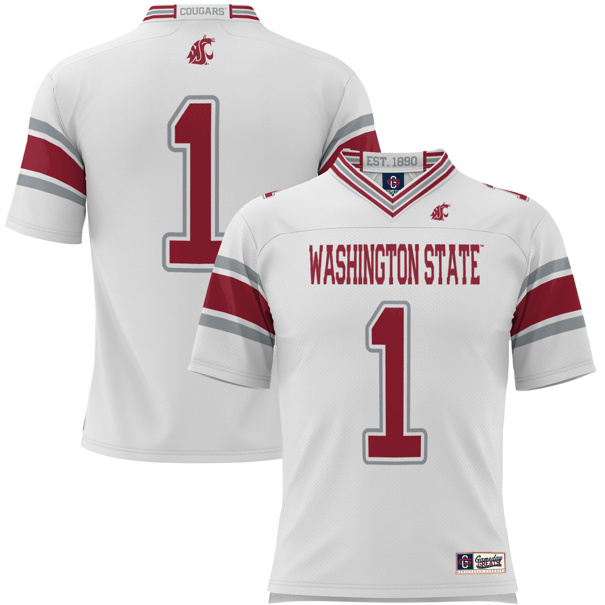 #1 Washington State Cougars Youth Endzone Football Jersey White - front view