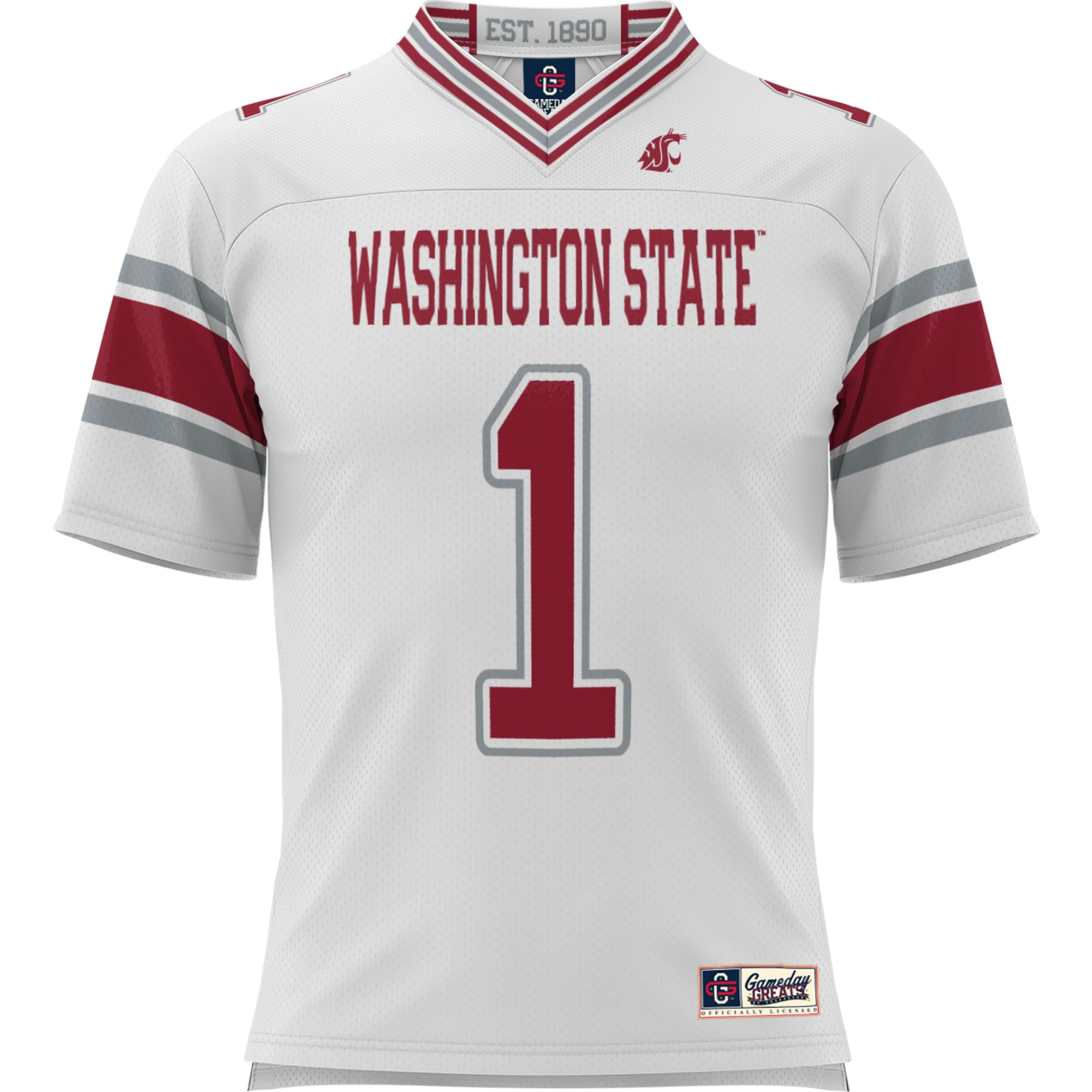 #1 Washington State Cougars Youth Football Jersey White - front view