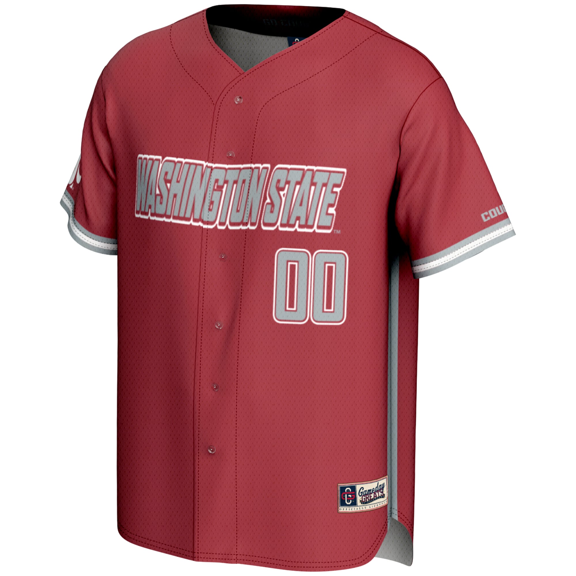 Washington State Cougars Youth Lightweight Baseball Jersey Crimson - front view