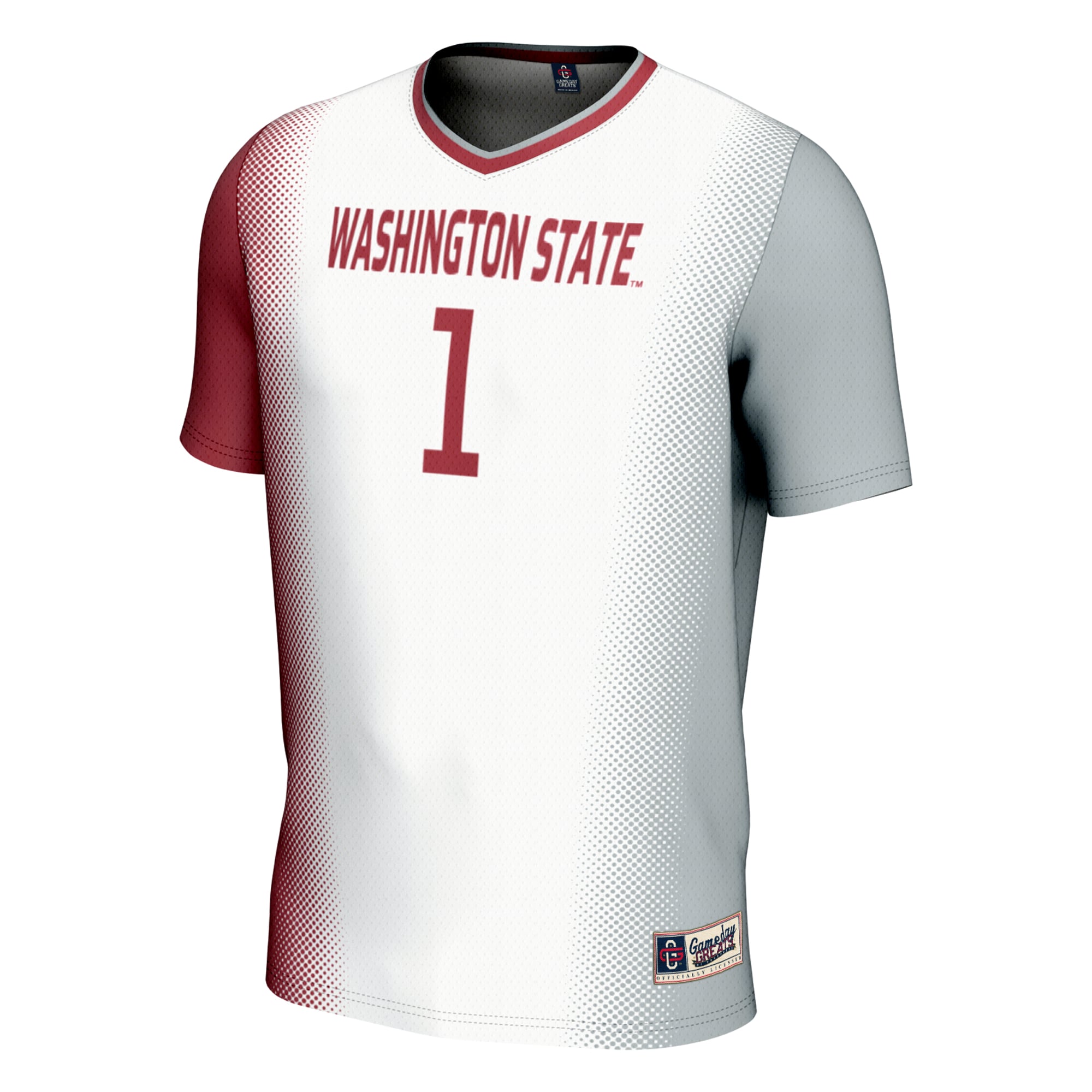 #1 Washington State Cougars Youth Lightweight Women's Soccer Jersey White - front view
