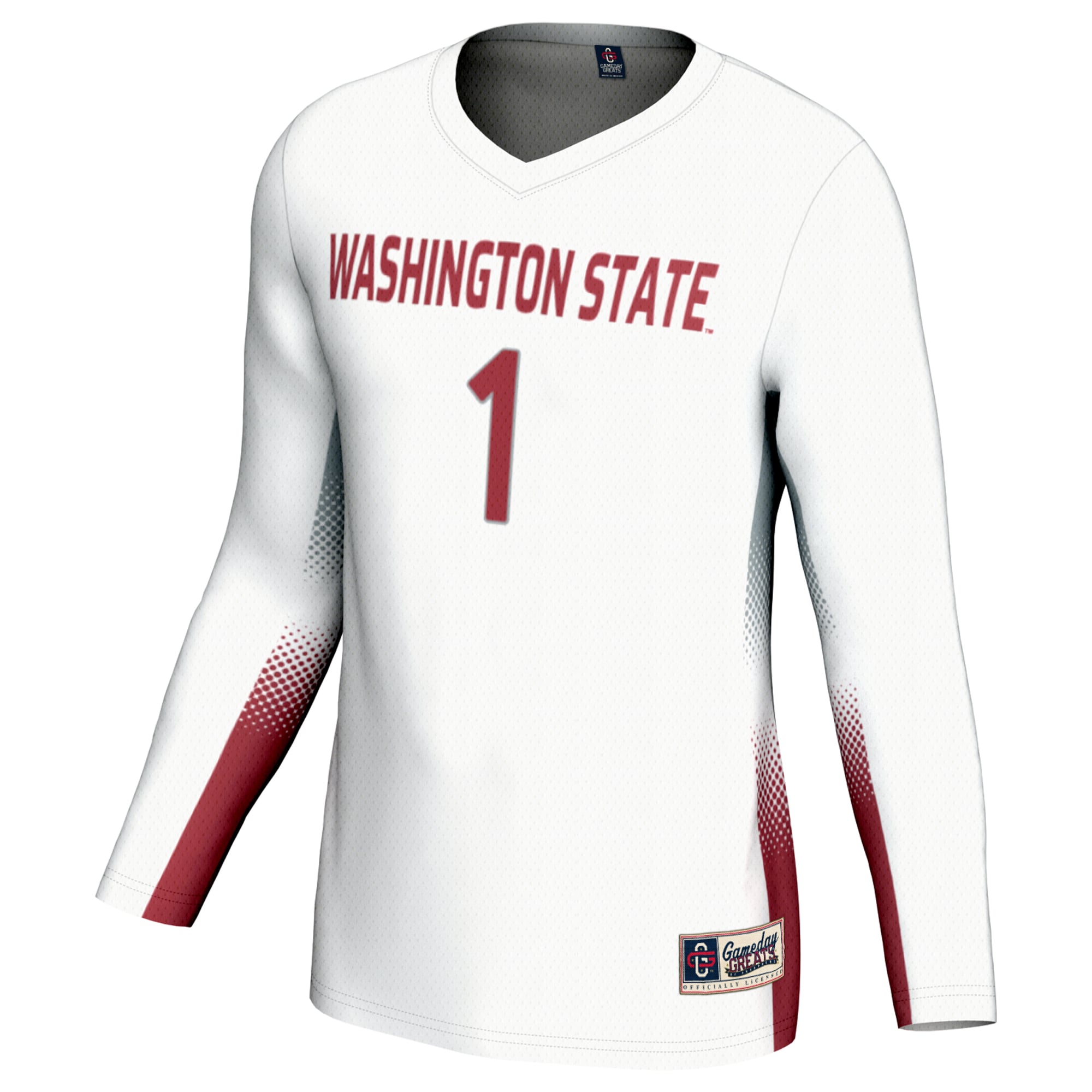 #1 Washington State Cougars Youth Lightweight Women's Volleyball Jersey White - front view