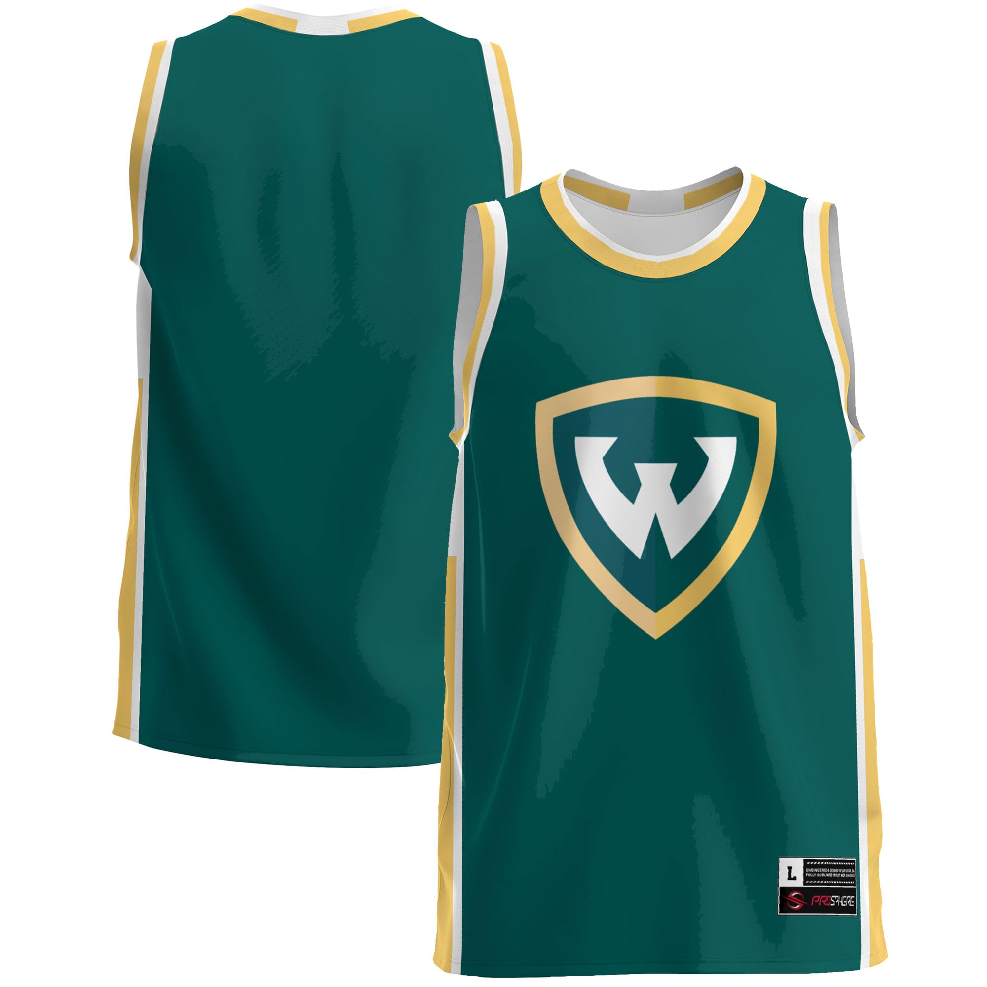 Wayne State Wildcats Lightweight Basketball Jersey Green - front and back view