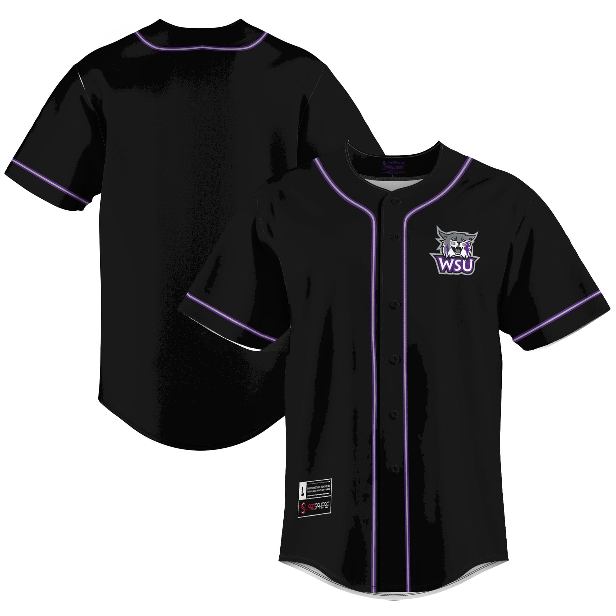 Weber State Wildcats Lightweight Baseball Jersey Purple - front and back view