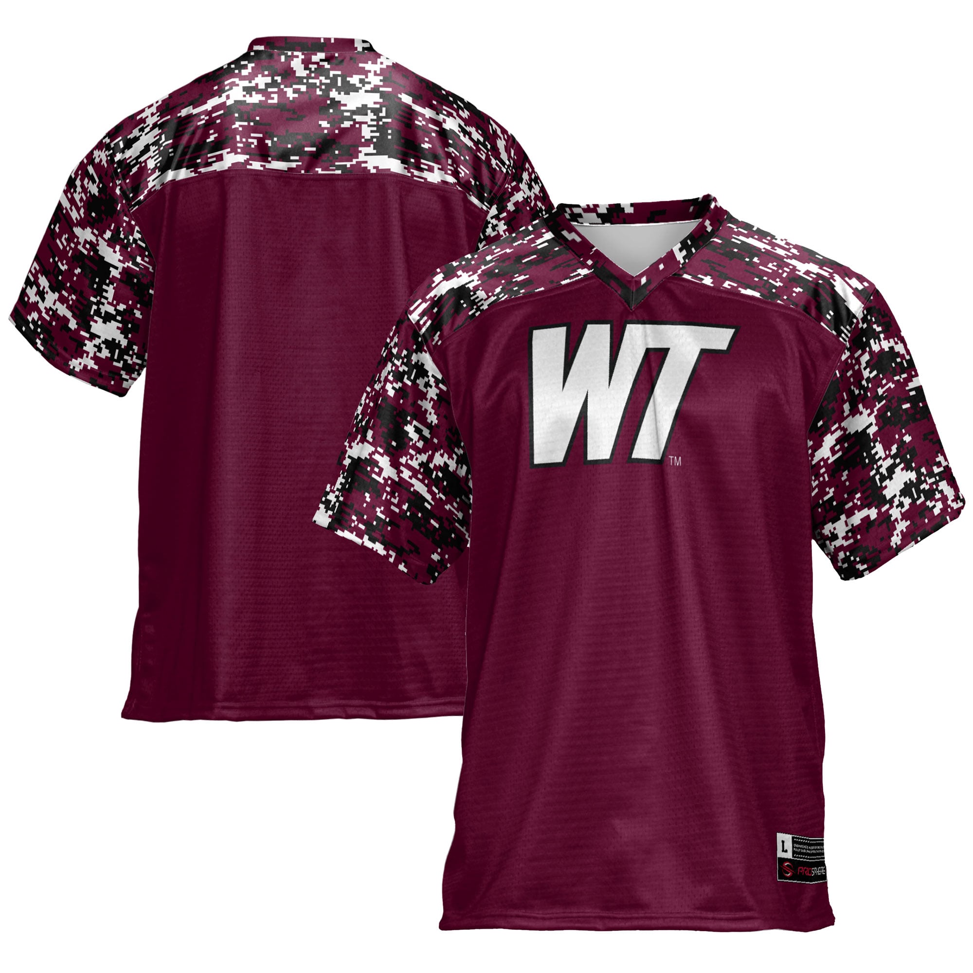 West Texas A&M Buffaloes Football Jersey Maroon - front and back view