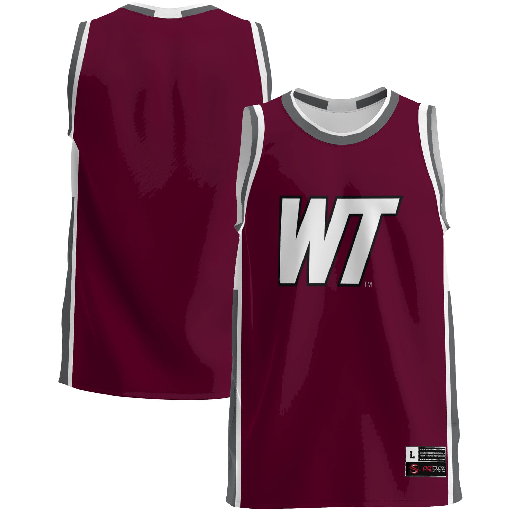 West Texas A&M Buffaloes Lightweight Basketball Jersey Maroon - front and back view