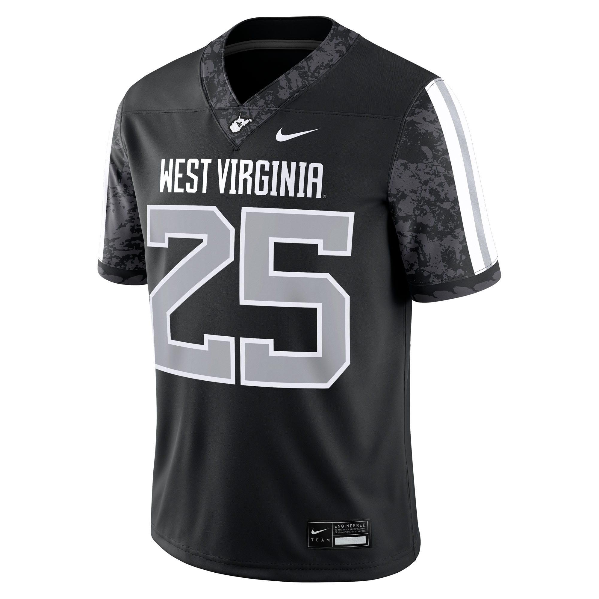 #25 West Virginia Mountaineers Alternate Jersey Black - front view