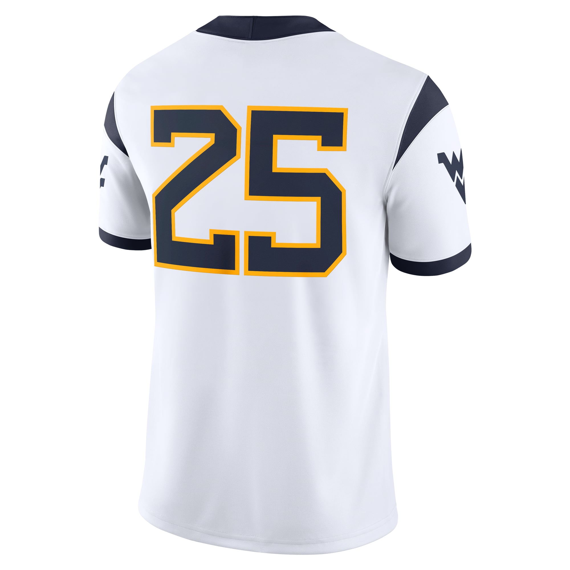 #25 West Virginia Mountaineers Away Jersey White - back view
