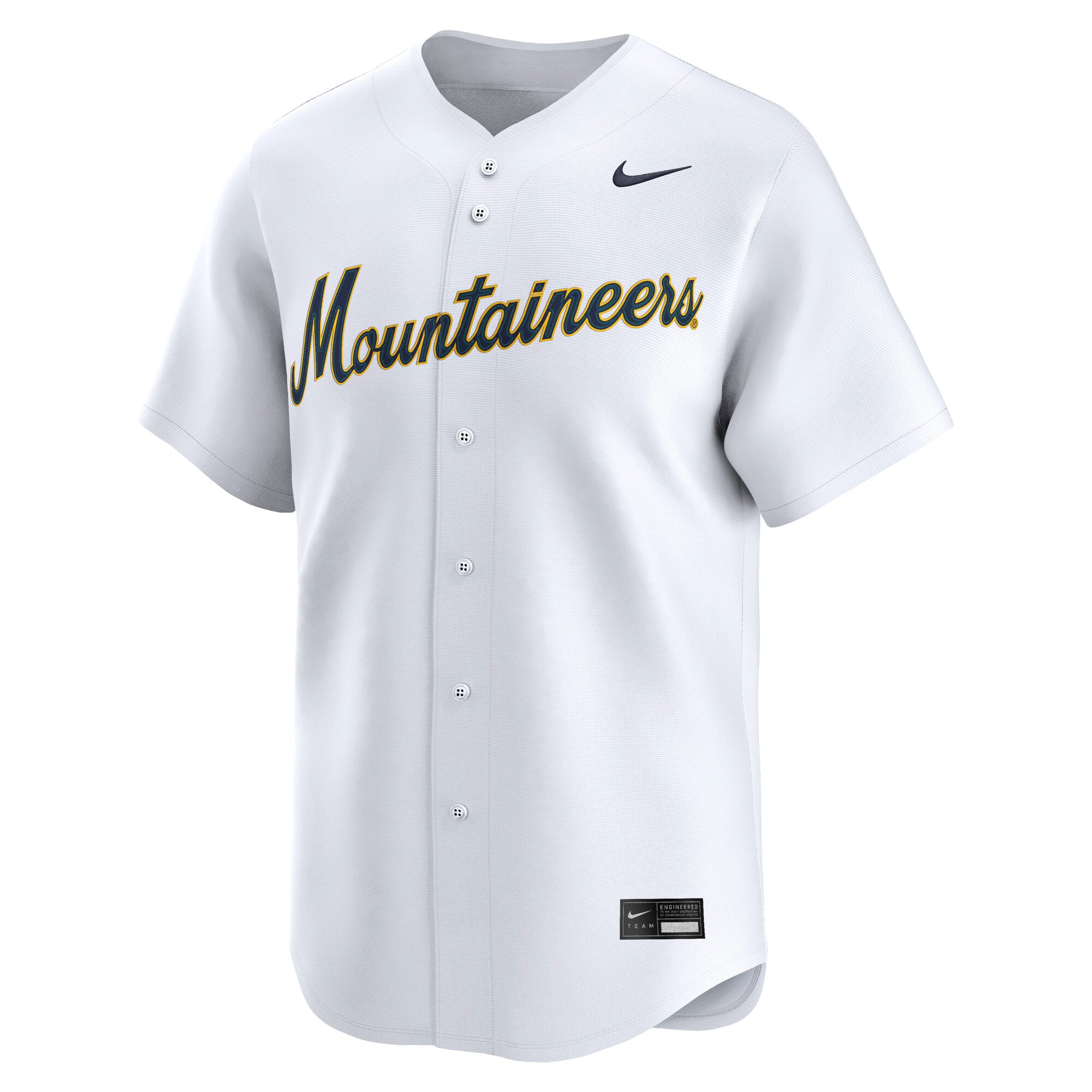 West Virginia Mountaineers Baseball Jersey White - front view
