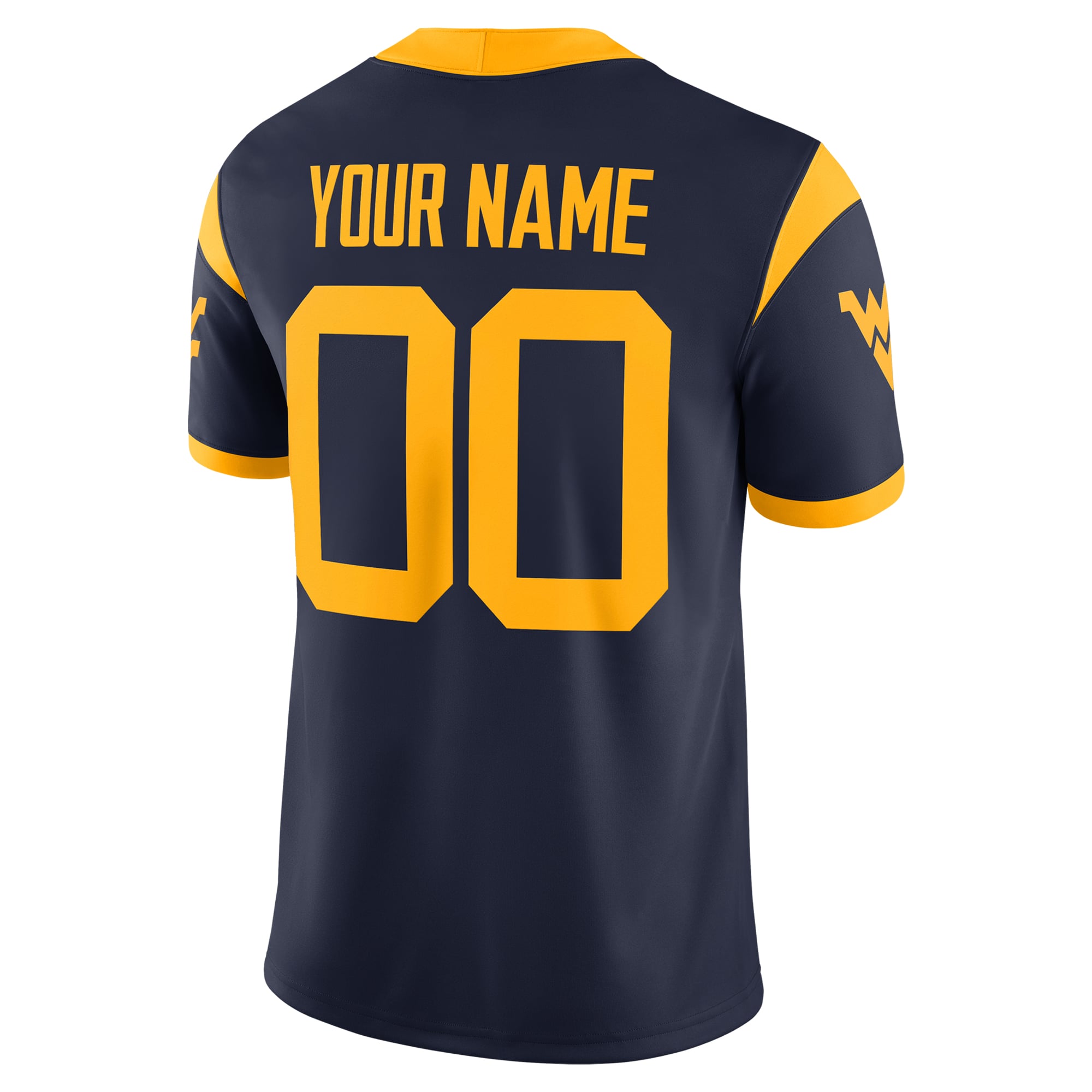 West Virginia Mountaineers Custom Football Jersey Navy - back view
