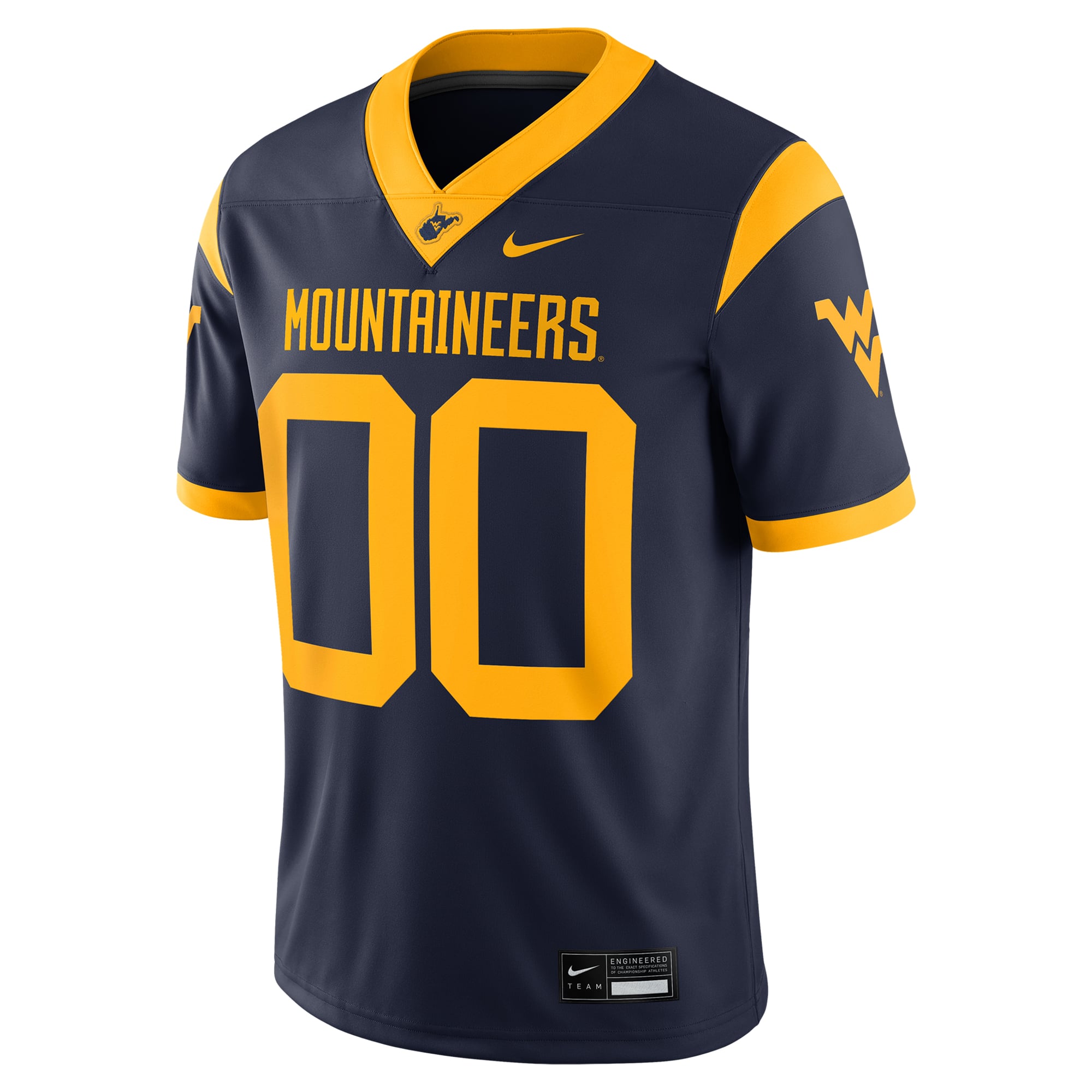 West Virginia Mountaineers Custom Football Jersey Navy - front view