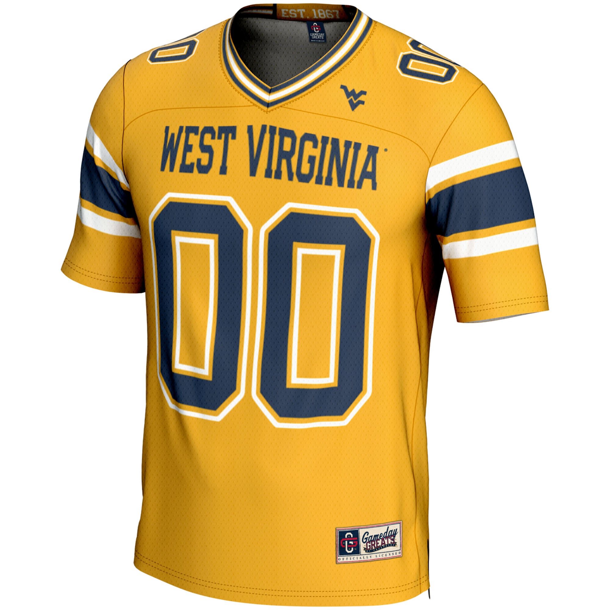 West Virginia Mountaineers Football Jersey Gold - front view