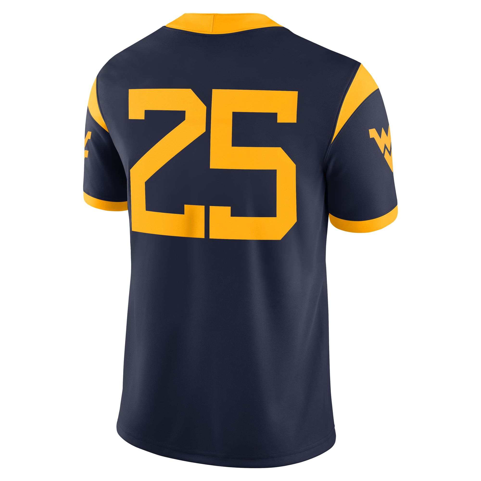 #25 West Virginia Mountaineers Home Jersey Navy - back view