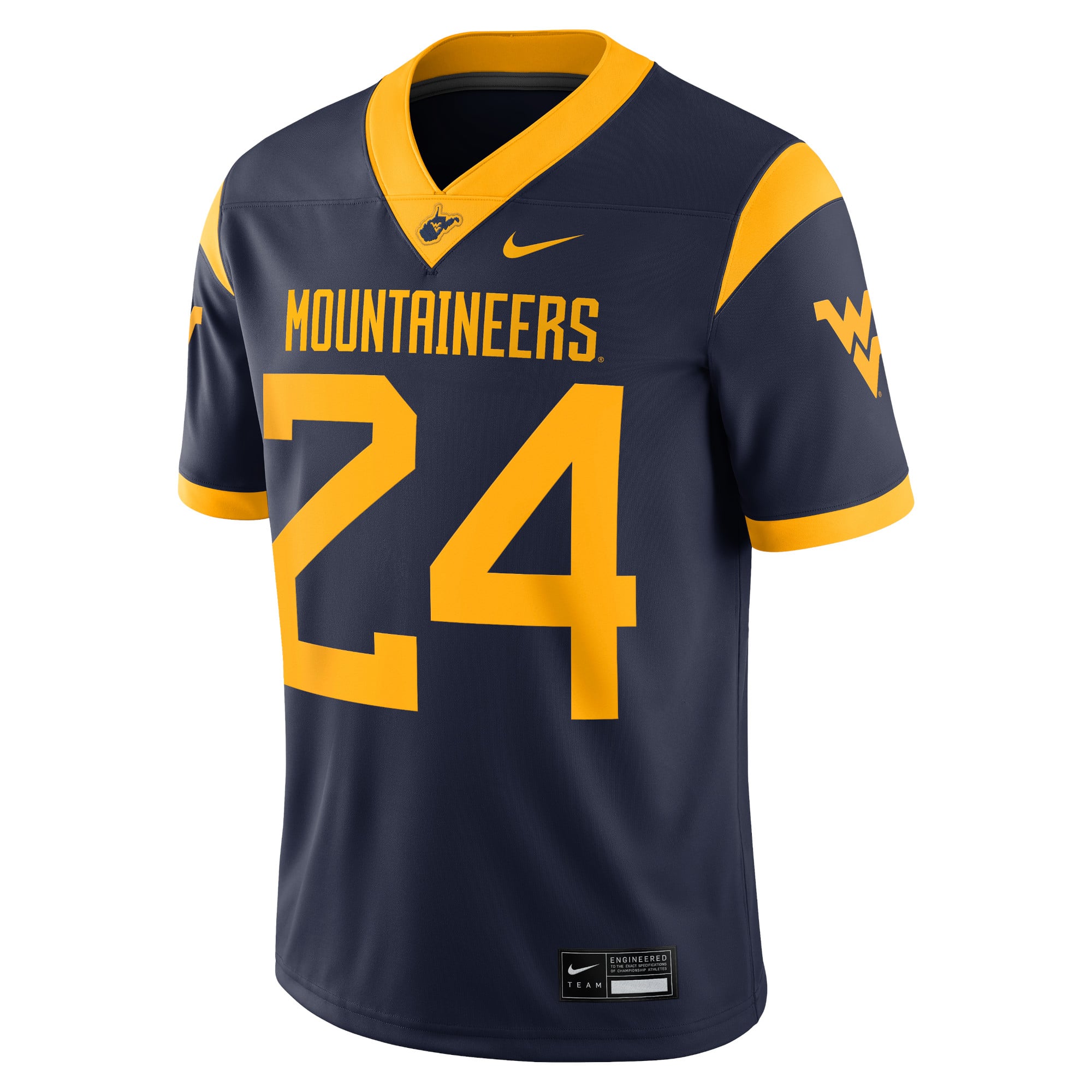 #24 West Virginia Mountaineers Jersey Navy - front view
