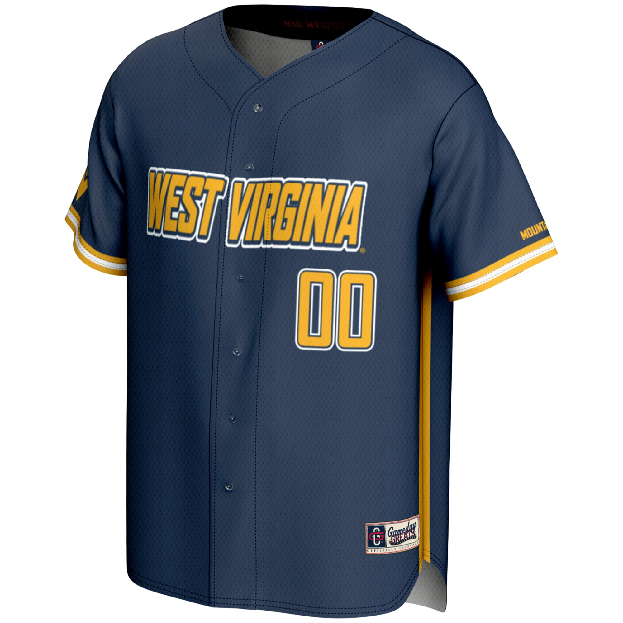 West Virginia Mountaineers Lightweight Baseball Jersey Navy - front view