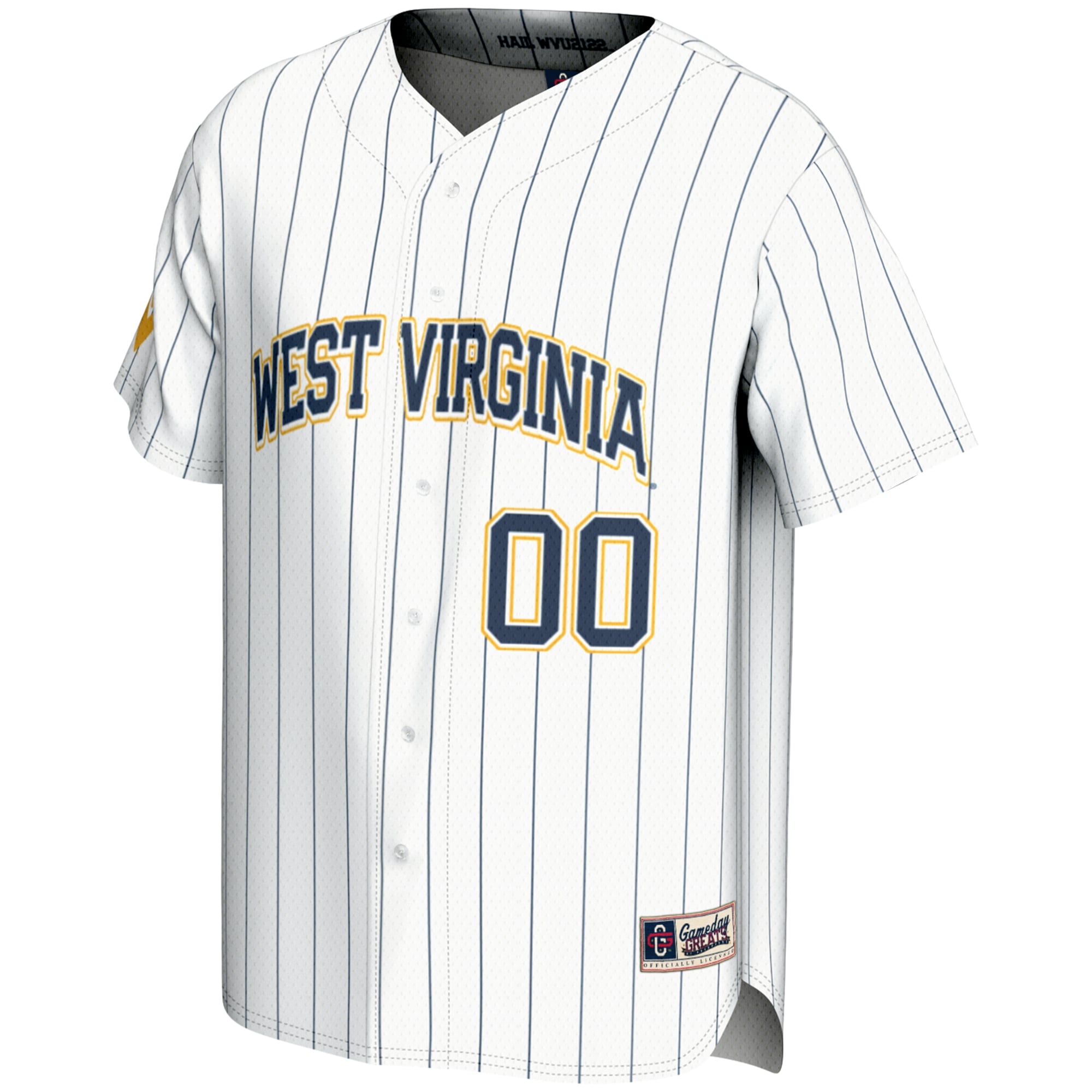 West Virginia Mountaineers Lightweight Baseball Jersey White - front view