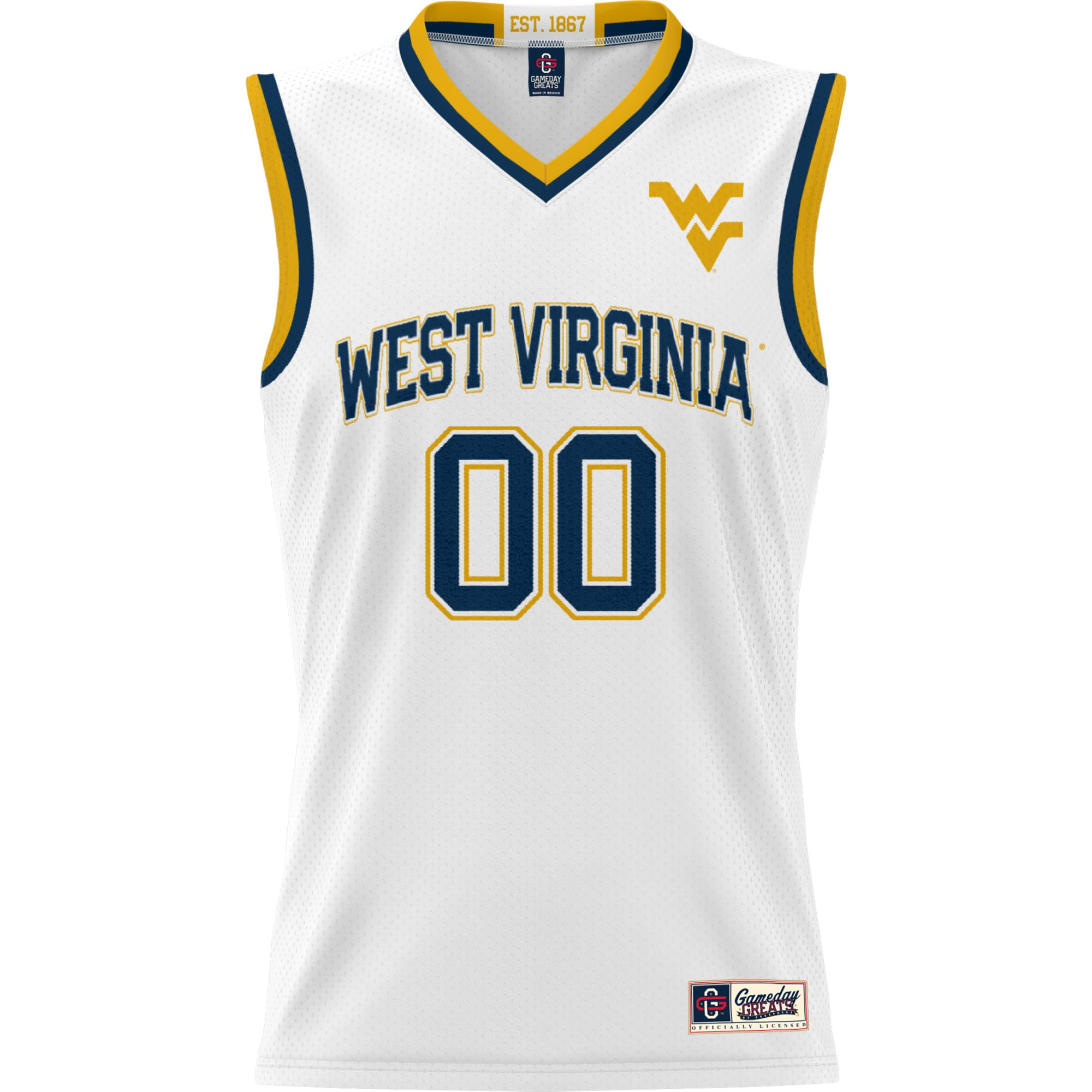 West Virginia Mountaineers Youth Lightweight Women's Basketball Jersey White - front view