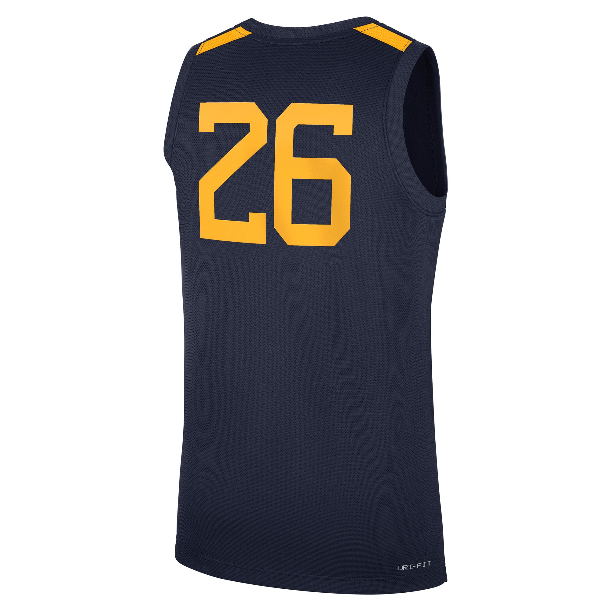 #26 West Virginia Mountaineers Road Basketball Jersey Navy - back view