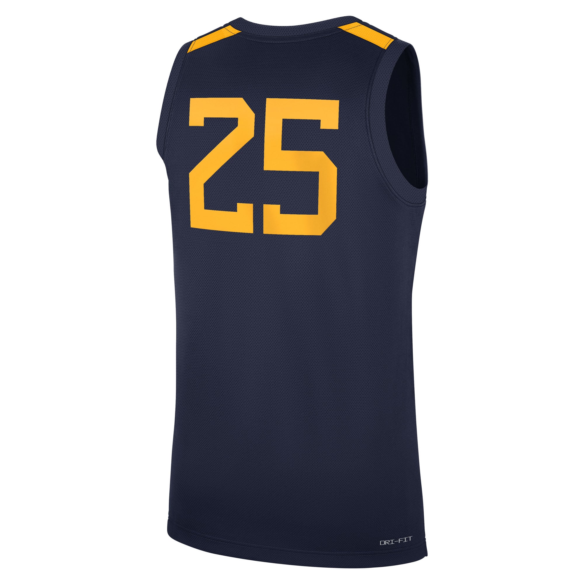 #25 West Virginia Mountaineers Road Basketball Jersey Navy - back view
