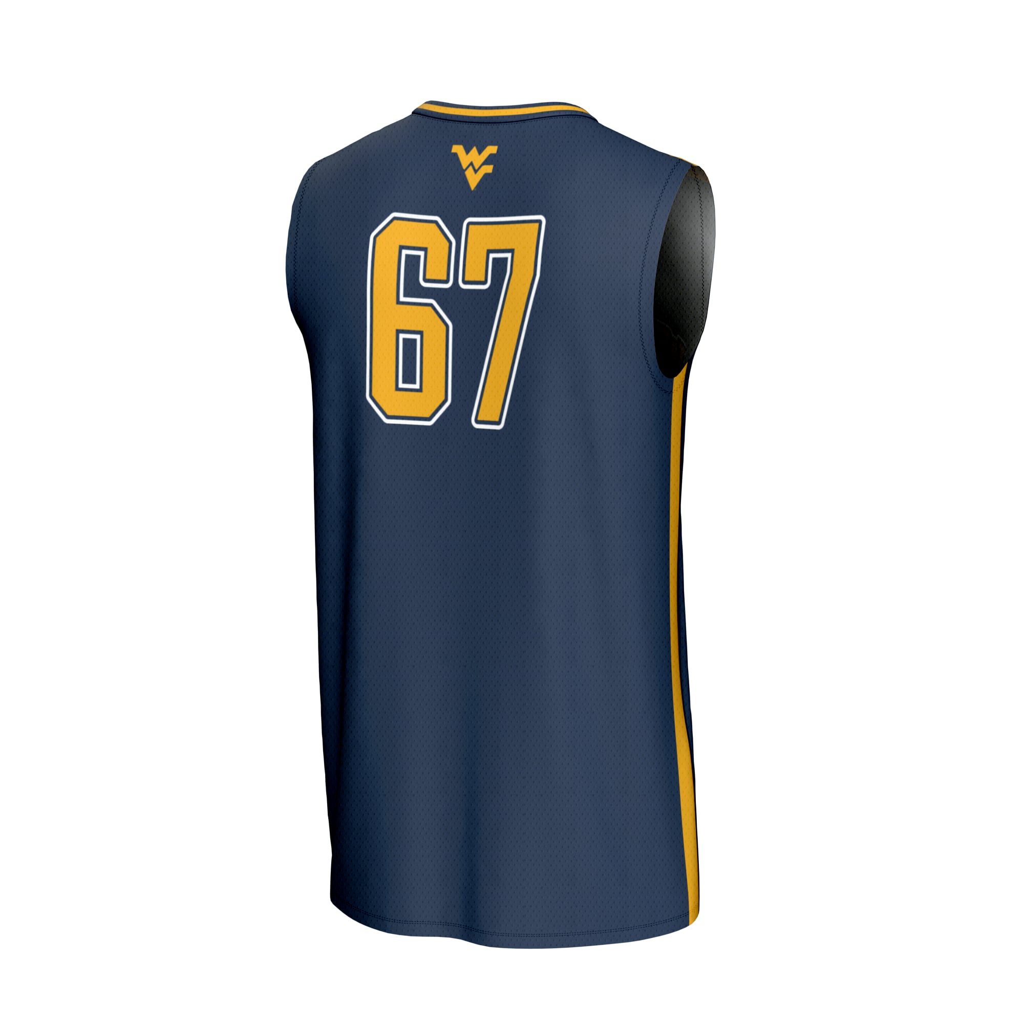 #67 West Virginia Mountaineers Unisex Lightweight Basketball Jersey Navy - back view