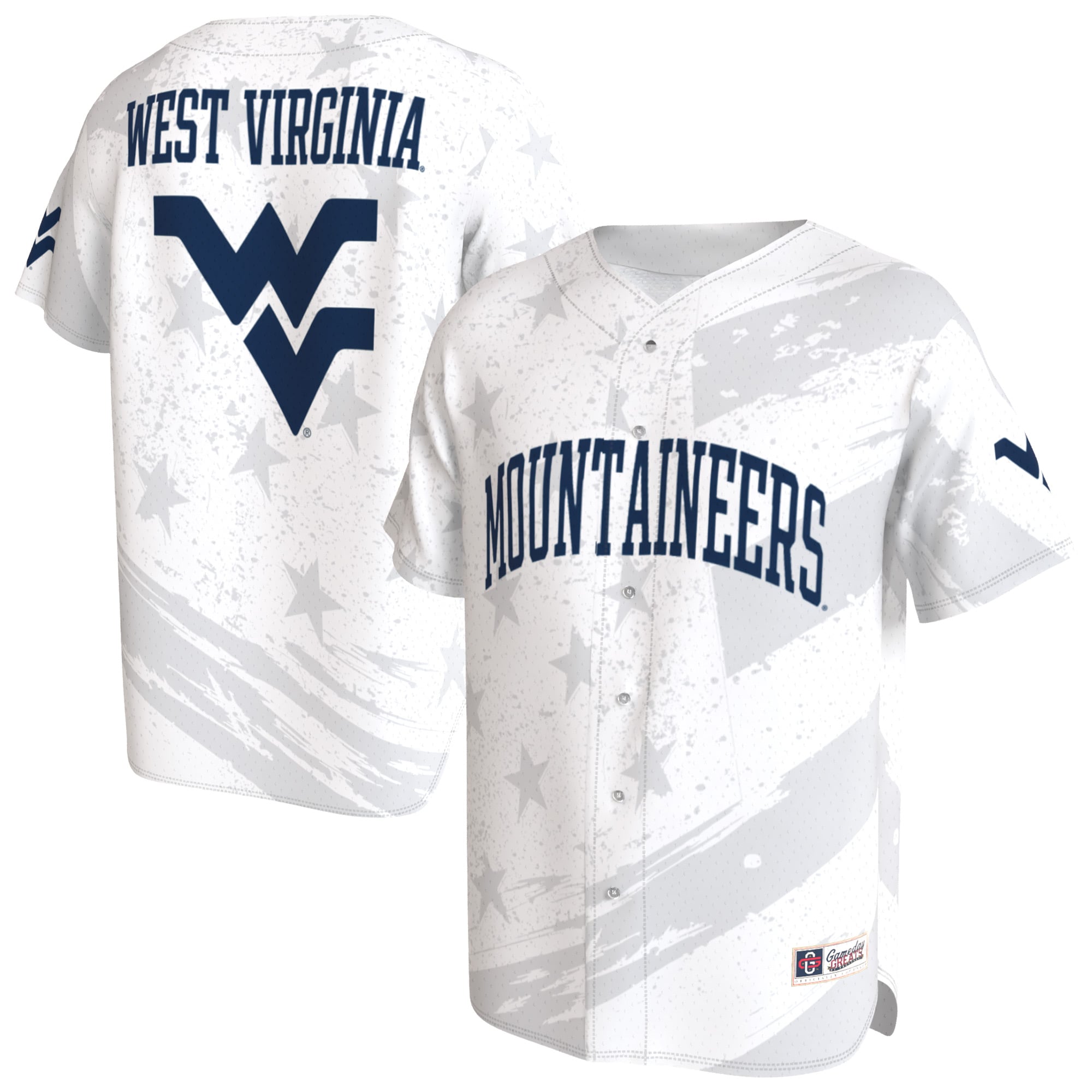 West Virginia Mountaineers Youth Lightweight Collegiate Baseball Americana - front and back view