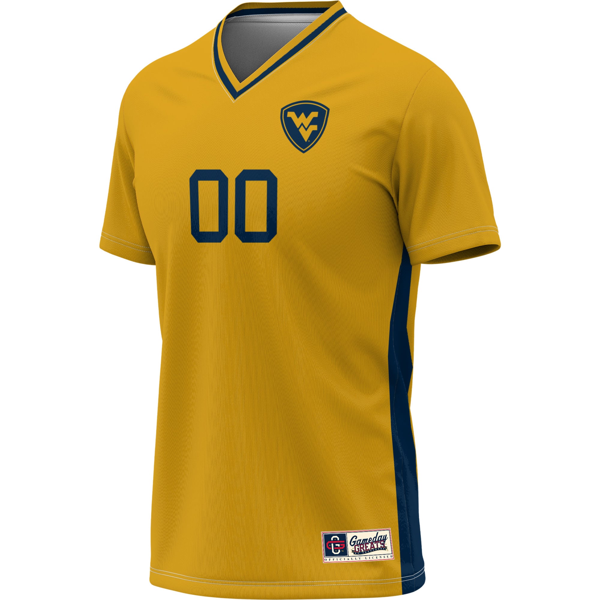 West Virginia Mountaineers Unisex Lightweight Soccer Jersey Gold - front view