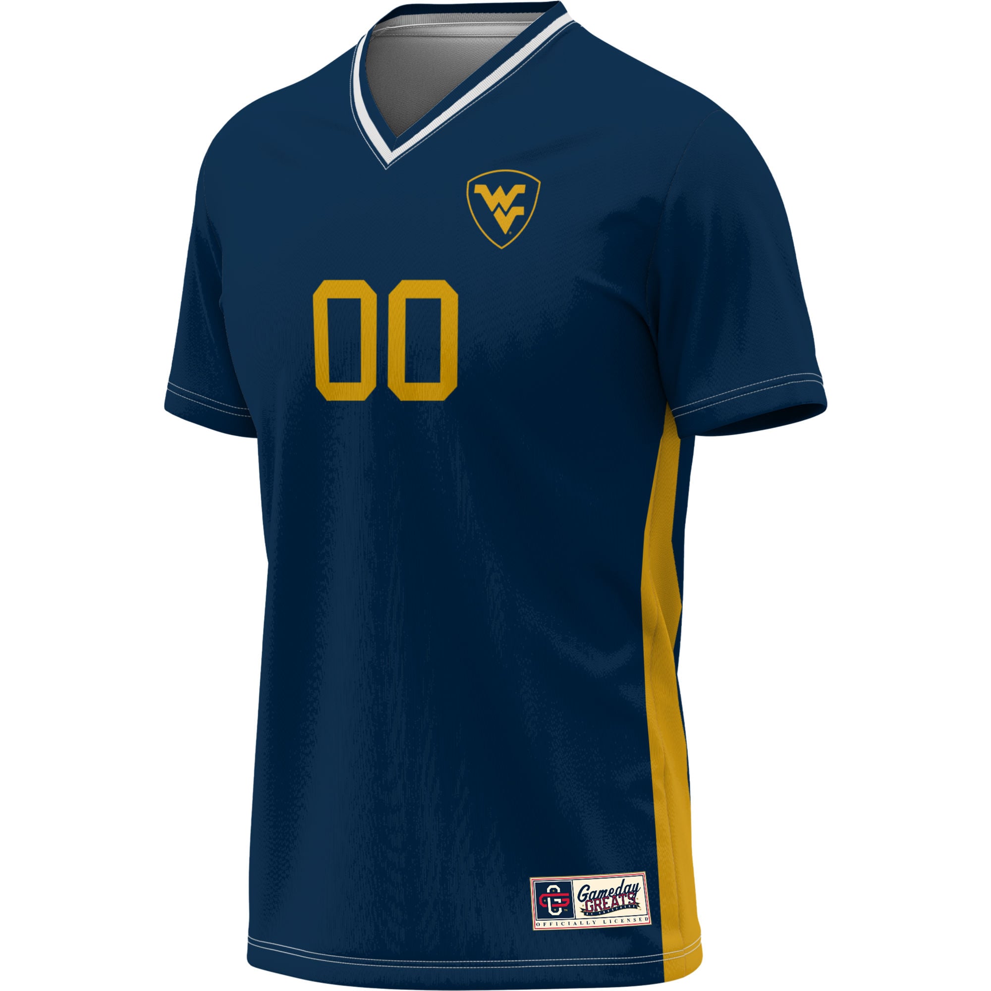 West Virginia Mountaineers Youth Lightweight Soccer Jersey Navy - front view