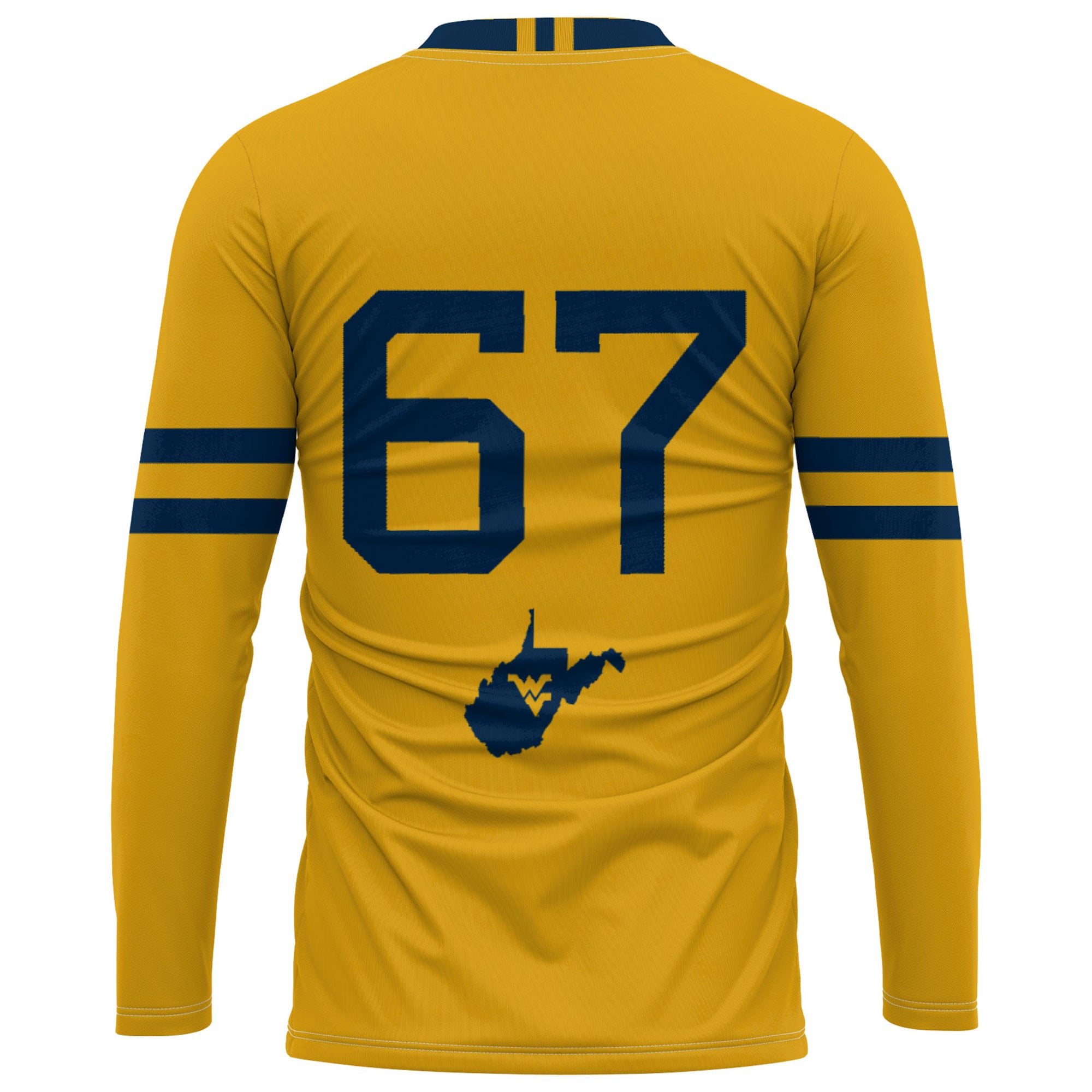 #1 West Virginia Mountaineers Unisex Lightweight Volleyball Jersey Gold - back view