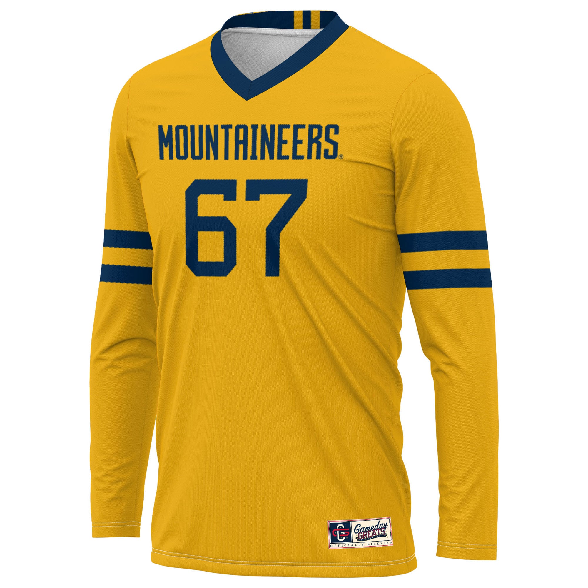 #1 West Virginia Mountaineers Unisex Lightweight Volleyball Jersey Gold - front view