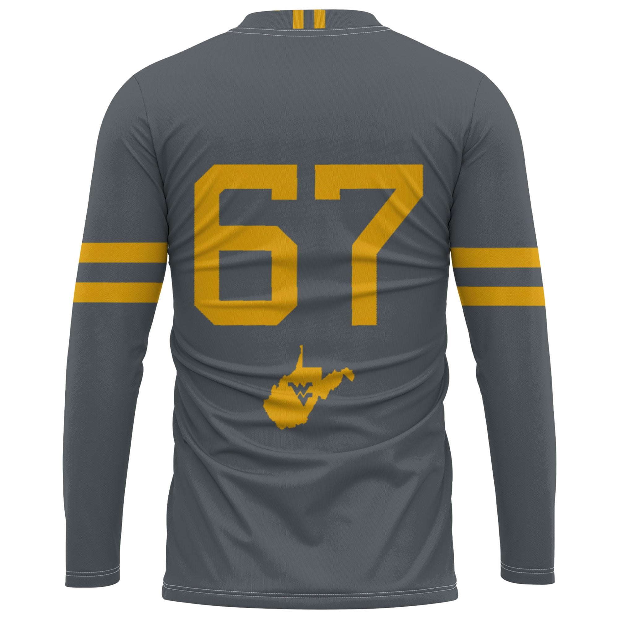 #1 West Virginia Mountaineers Unisex Lightweight Volleyball Jersey Gray - back view