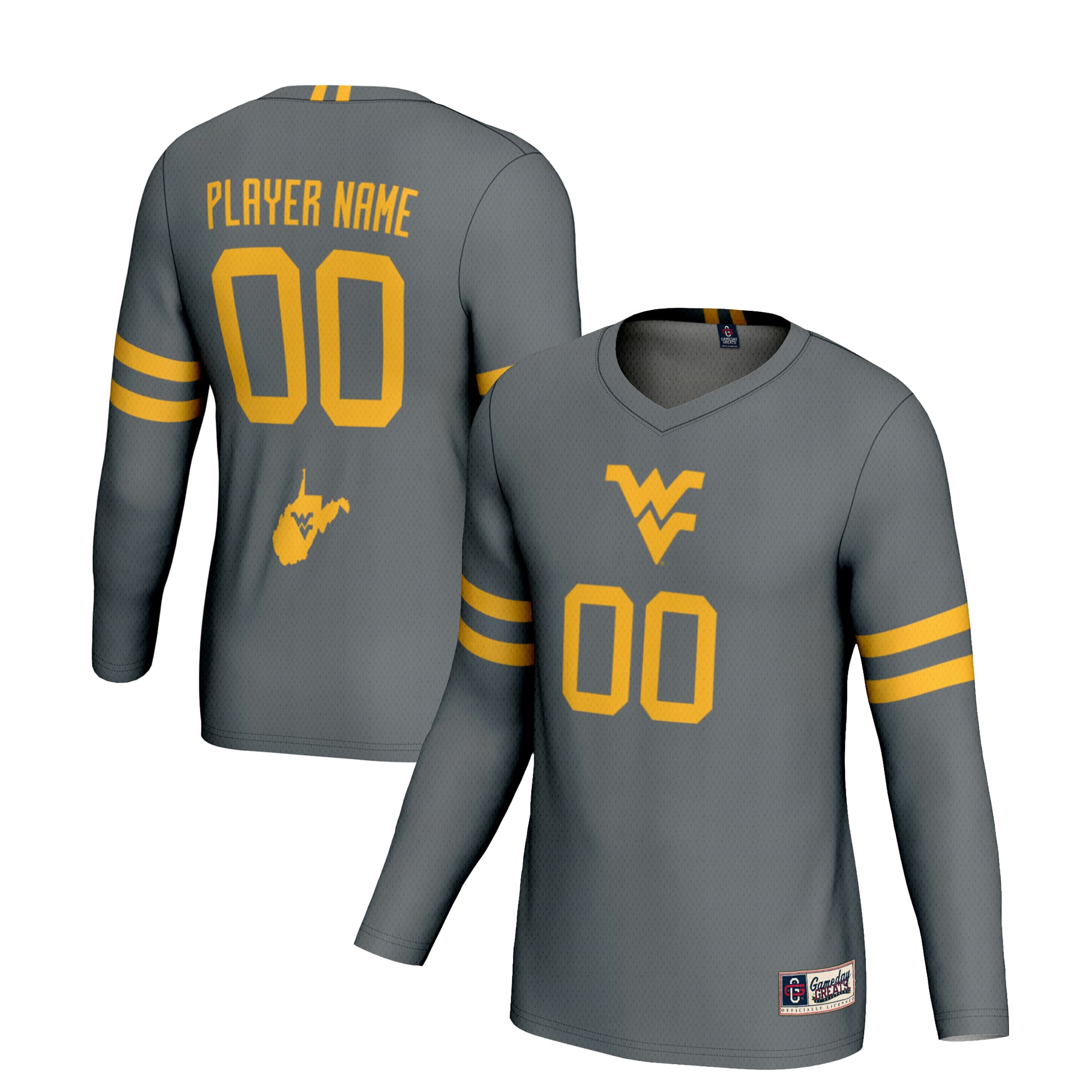 West Virginia Mountaineers Unisex Lightweight Volleyball Jersey Gray - front and back view