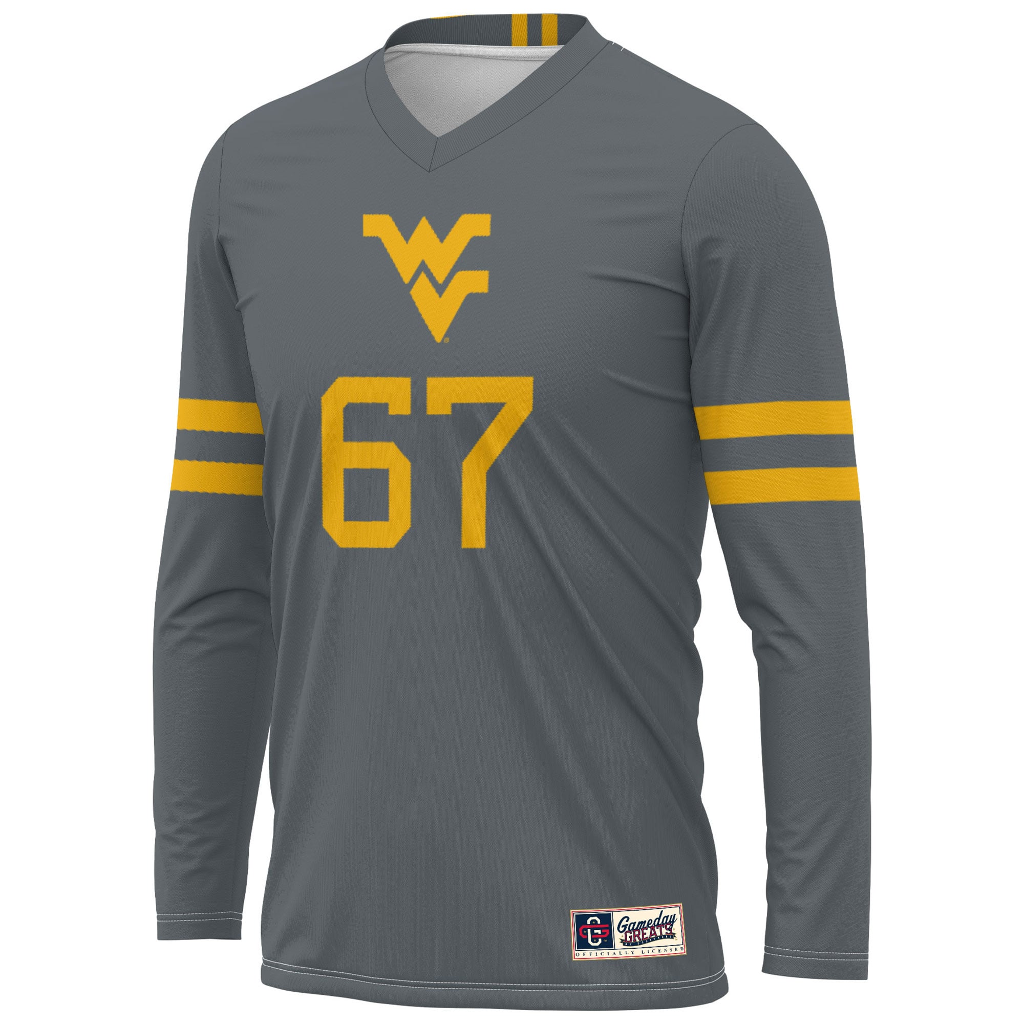 #1 West Virginia Mountaineers Unisex Lightweight Volleyball Jersey Gray - front view