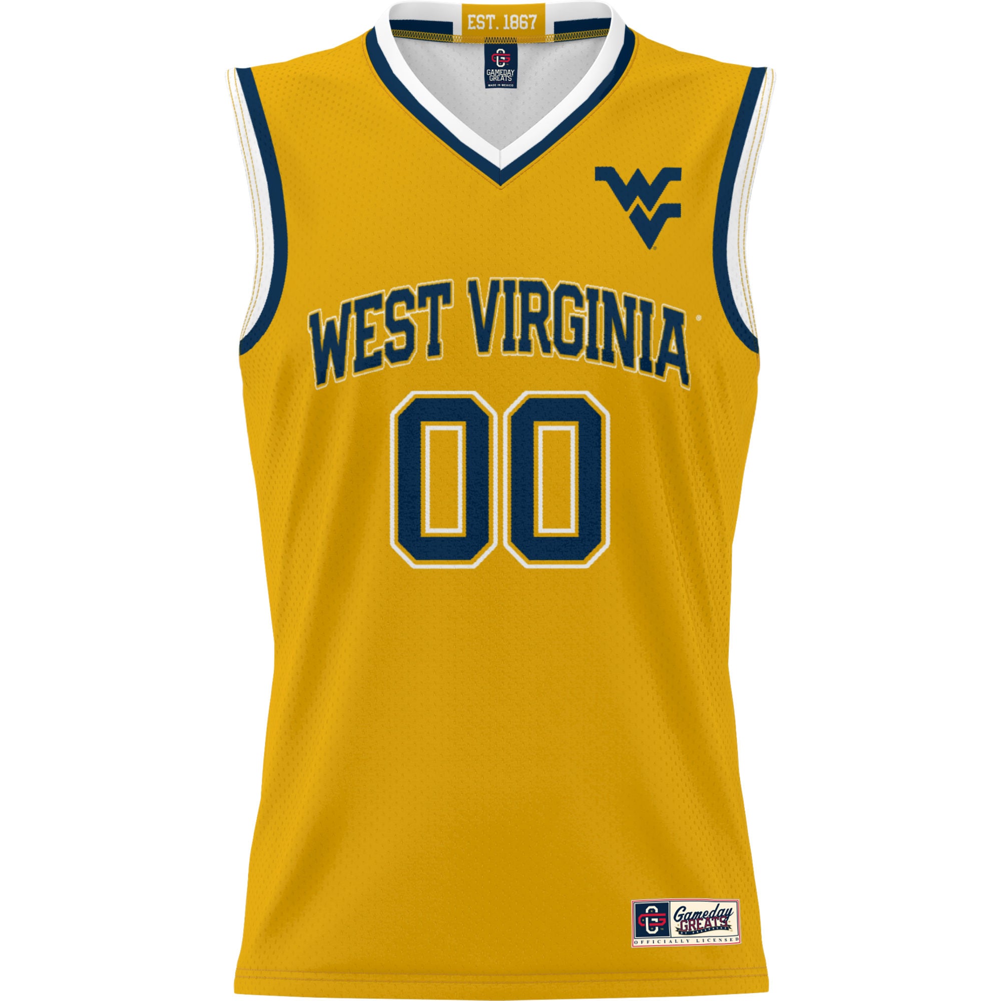 West Virginia Mountaineers Youth Lightweight Women's Basketball Jersey Gold - front view