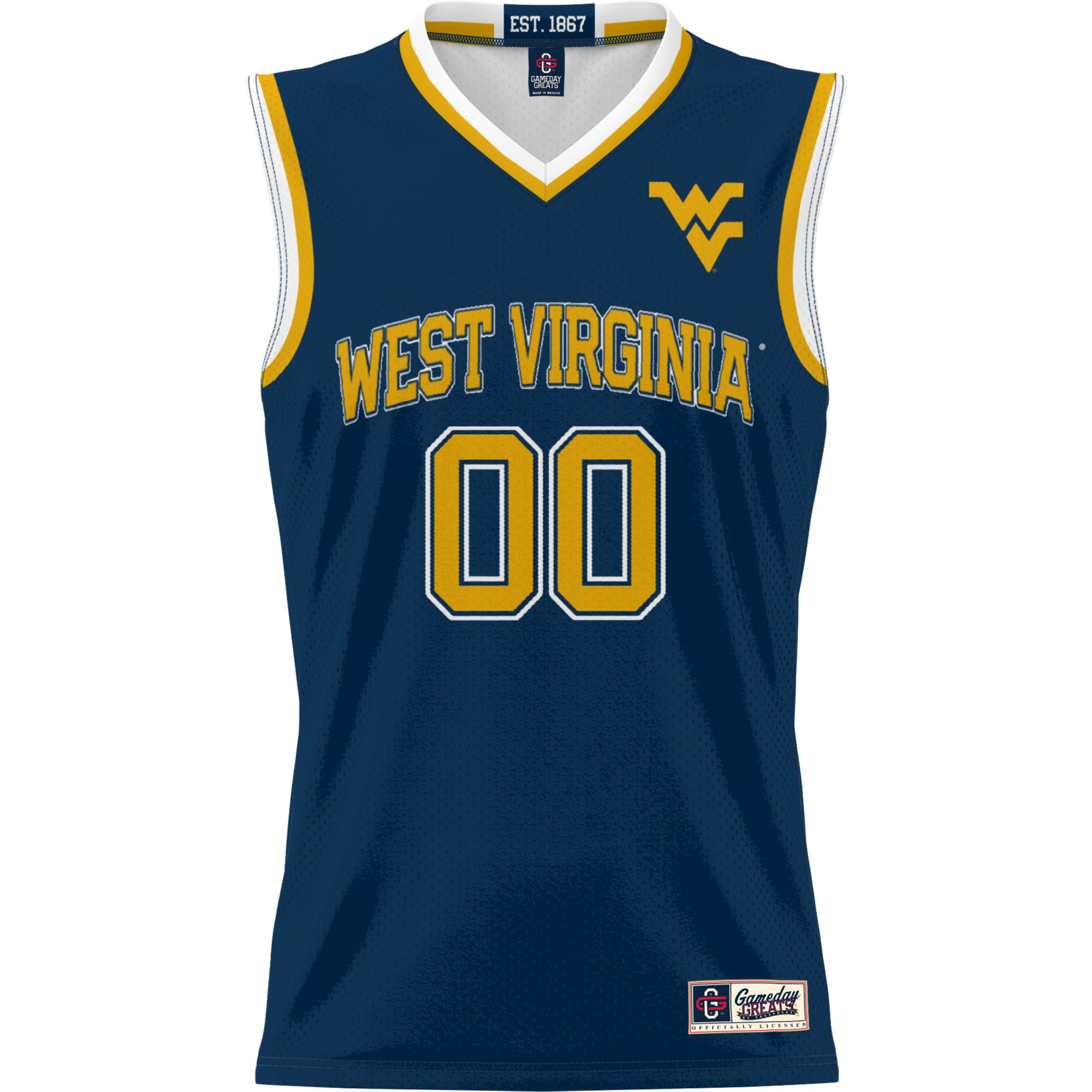 West Virginia Mountaineers Youth Lightweight Women's Basketball Jersey Navy - front view