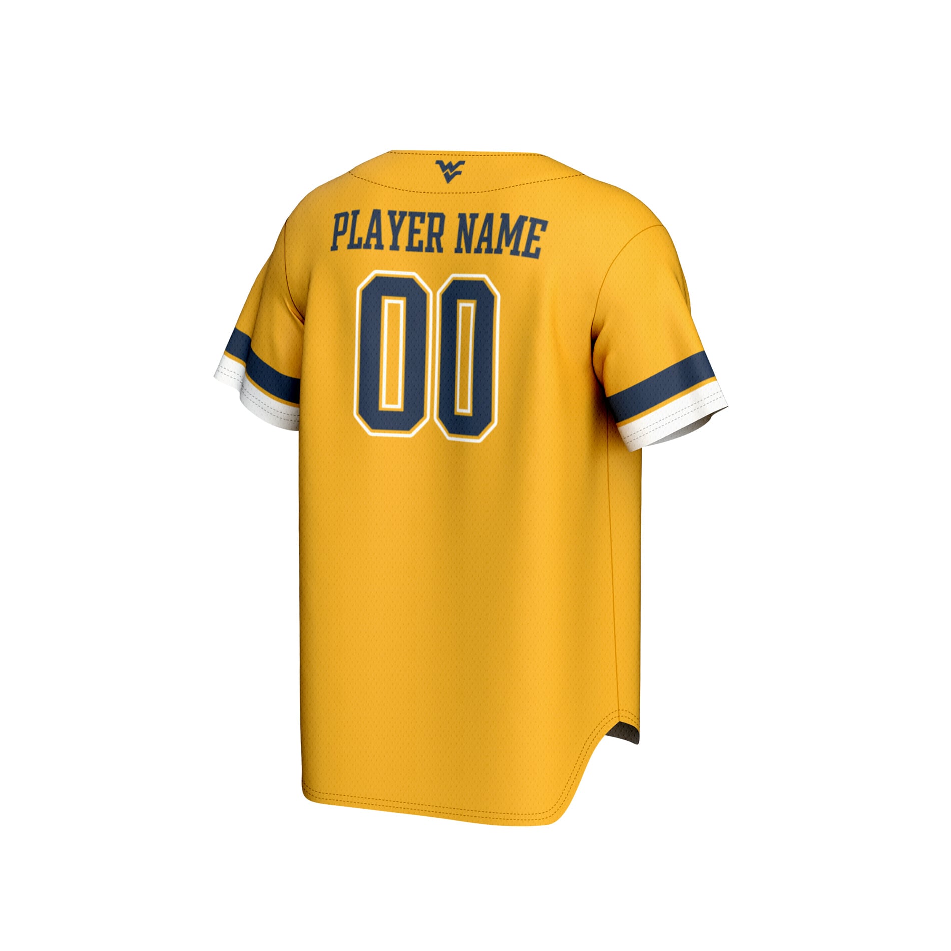 West Virginia Mountaineers Unisex Personalized Collegiate Baseball Fashion Jersey Gold - back view