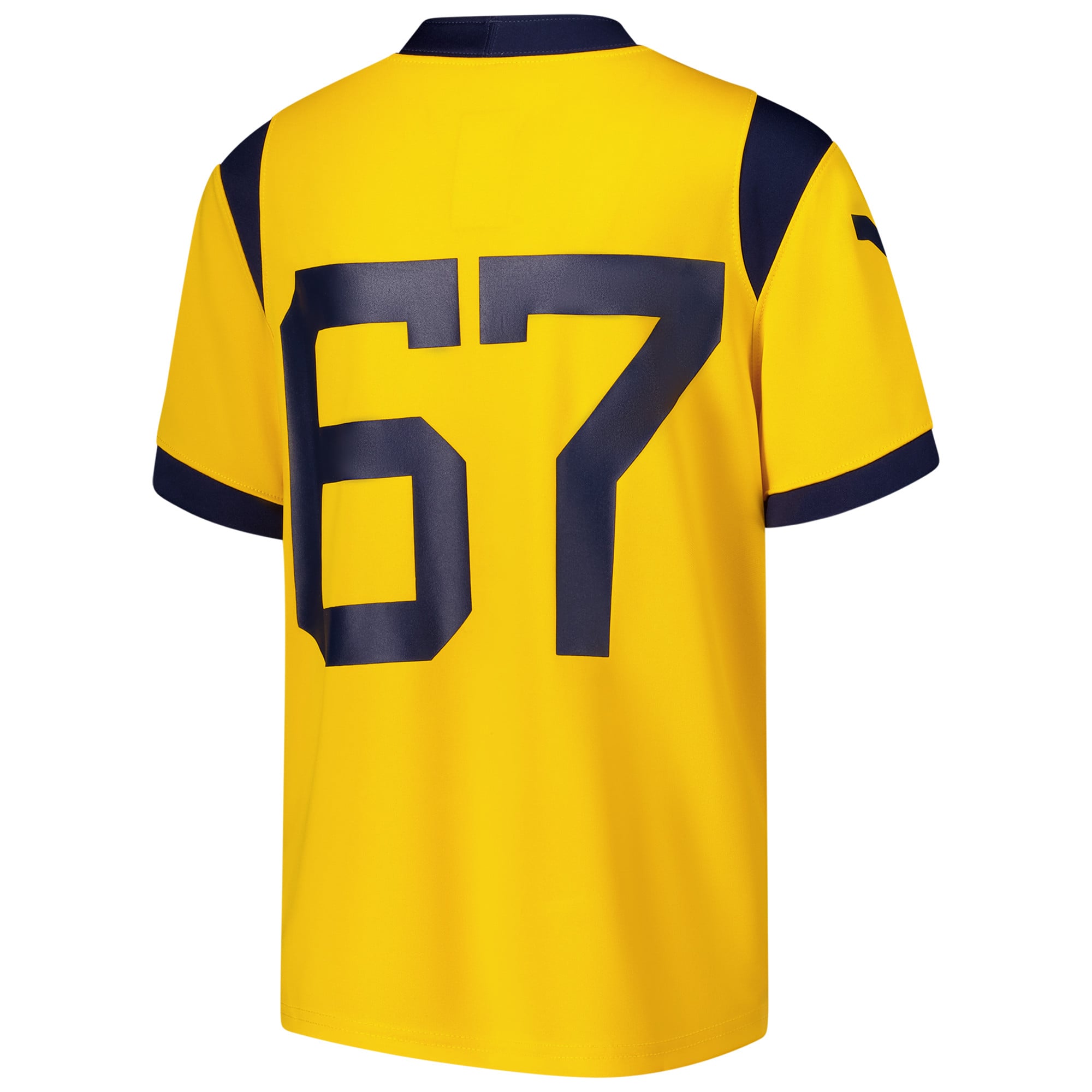 #67 West Virginia Mountaineers Youth Alternate Jersey Gold - back view