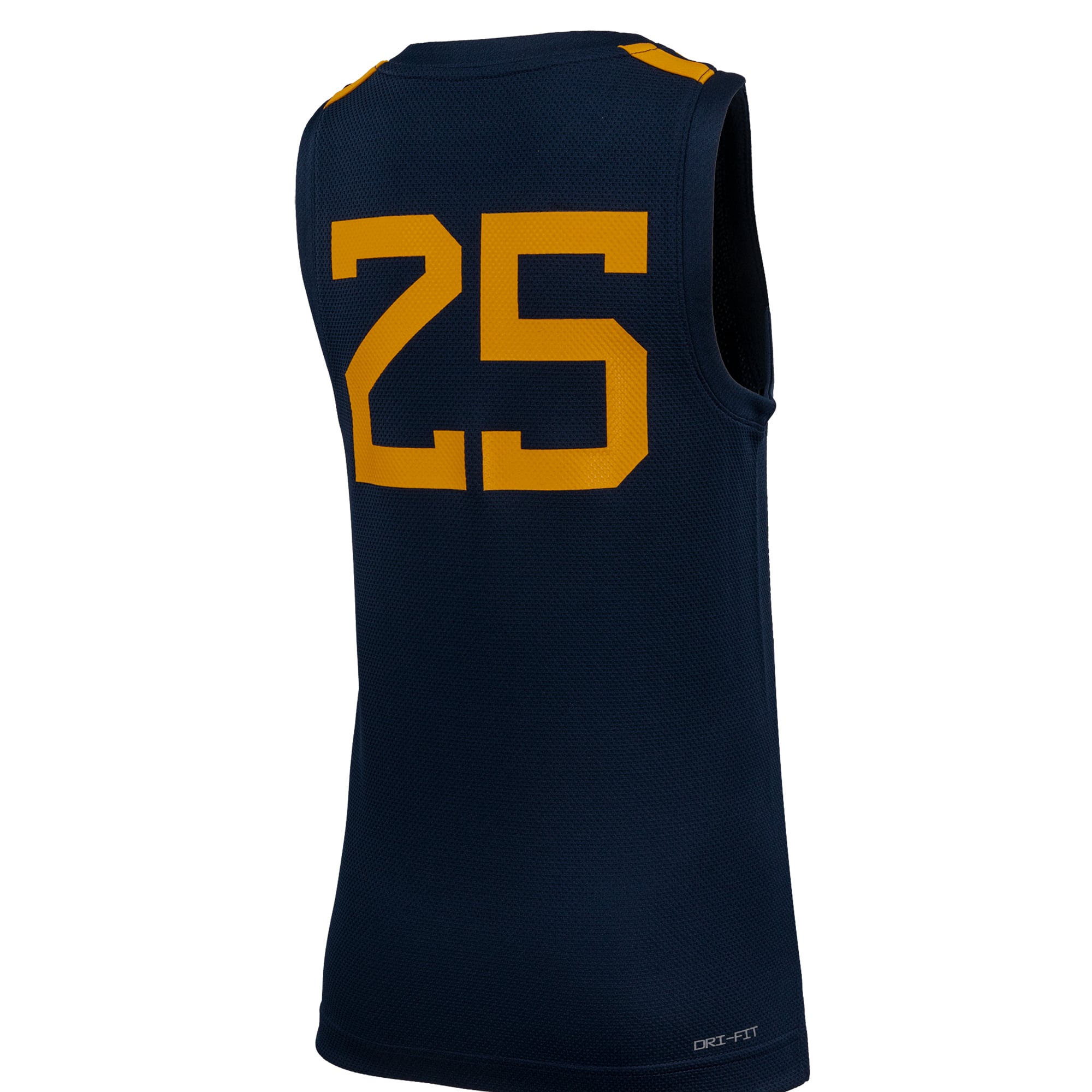 #25 West Virginia Mountaineers Youth Basketball Jersey Navy - back view