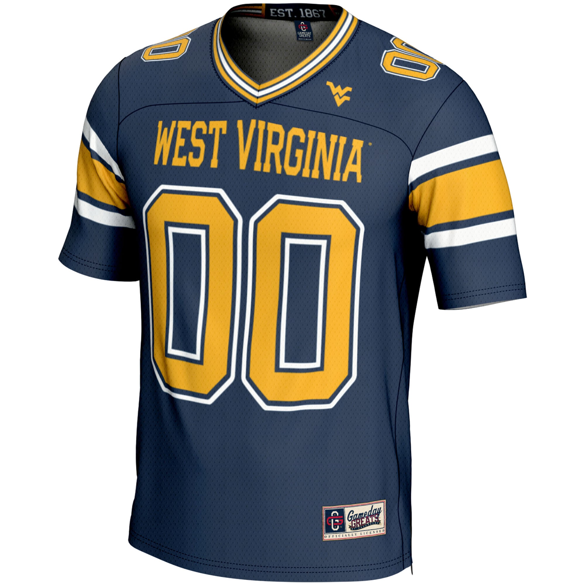 West Virginia Mountaineers Youth Football Jersey Navy - front view