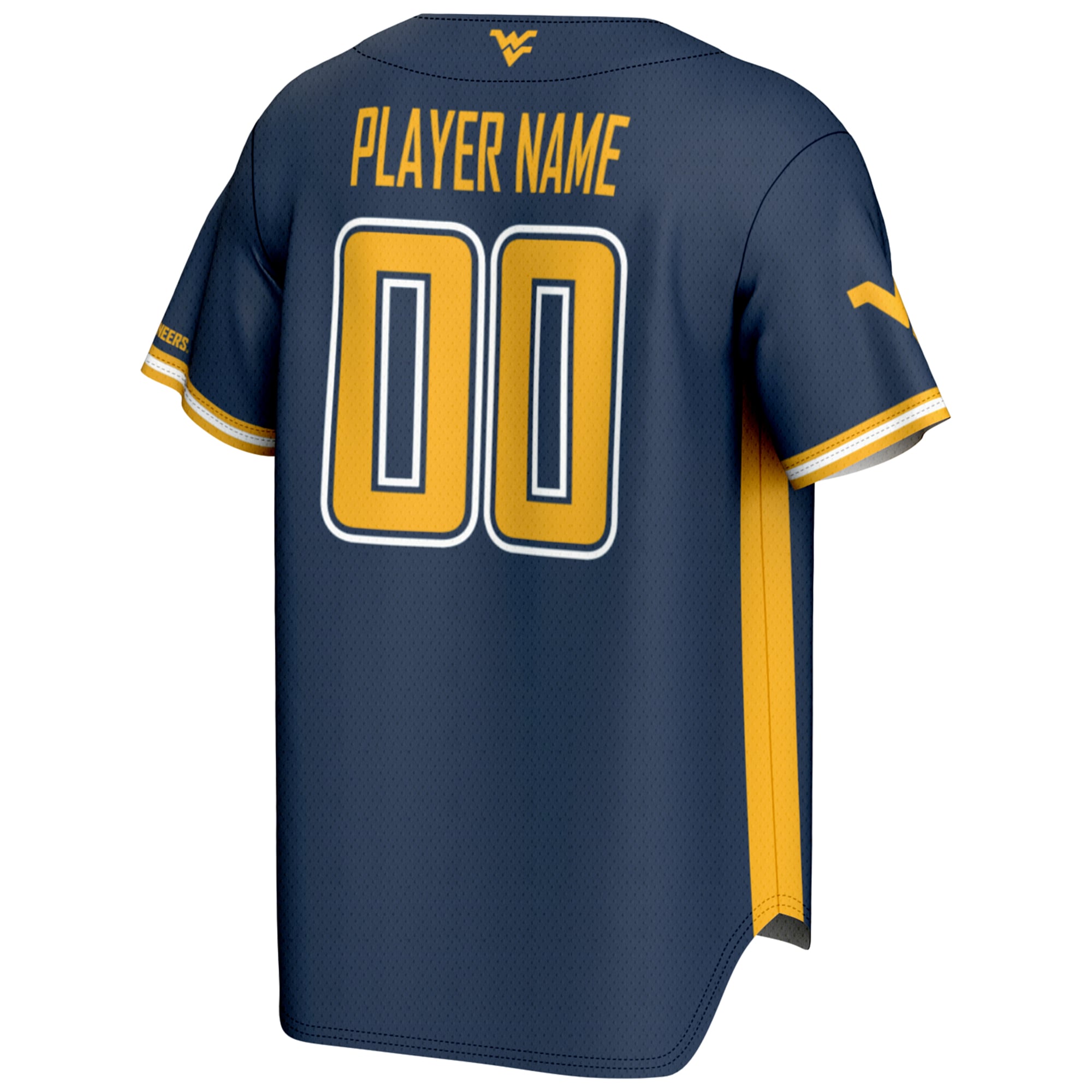 West Virginia Mountaineers Youth Lightweight Baseball Jersey Navy - back view